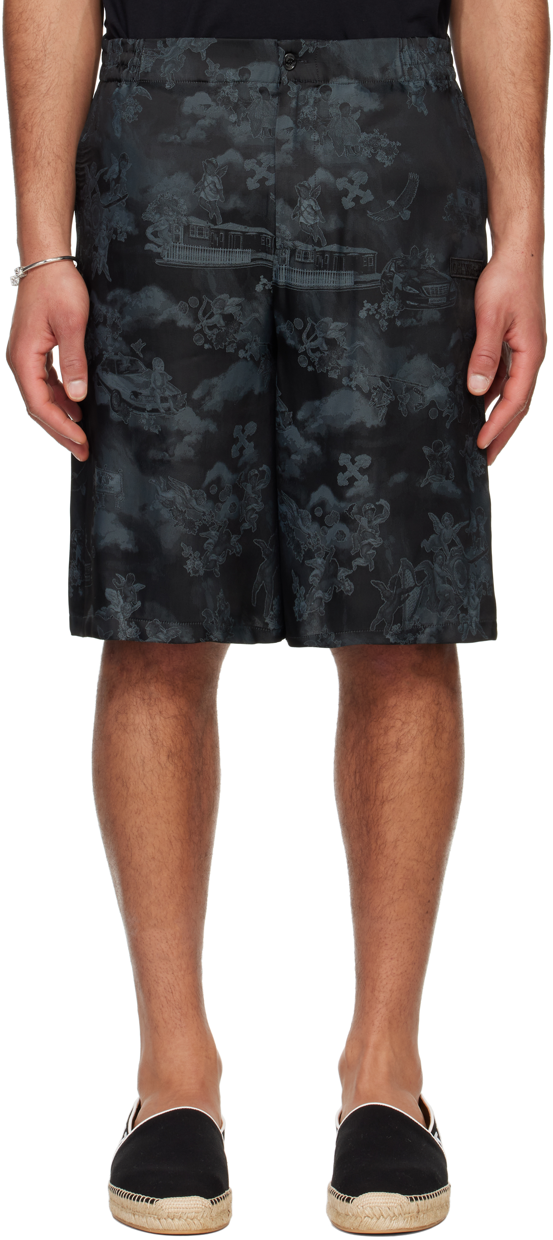 Black Jacquard Fresco Bowling Shorts