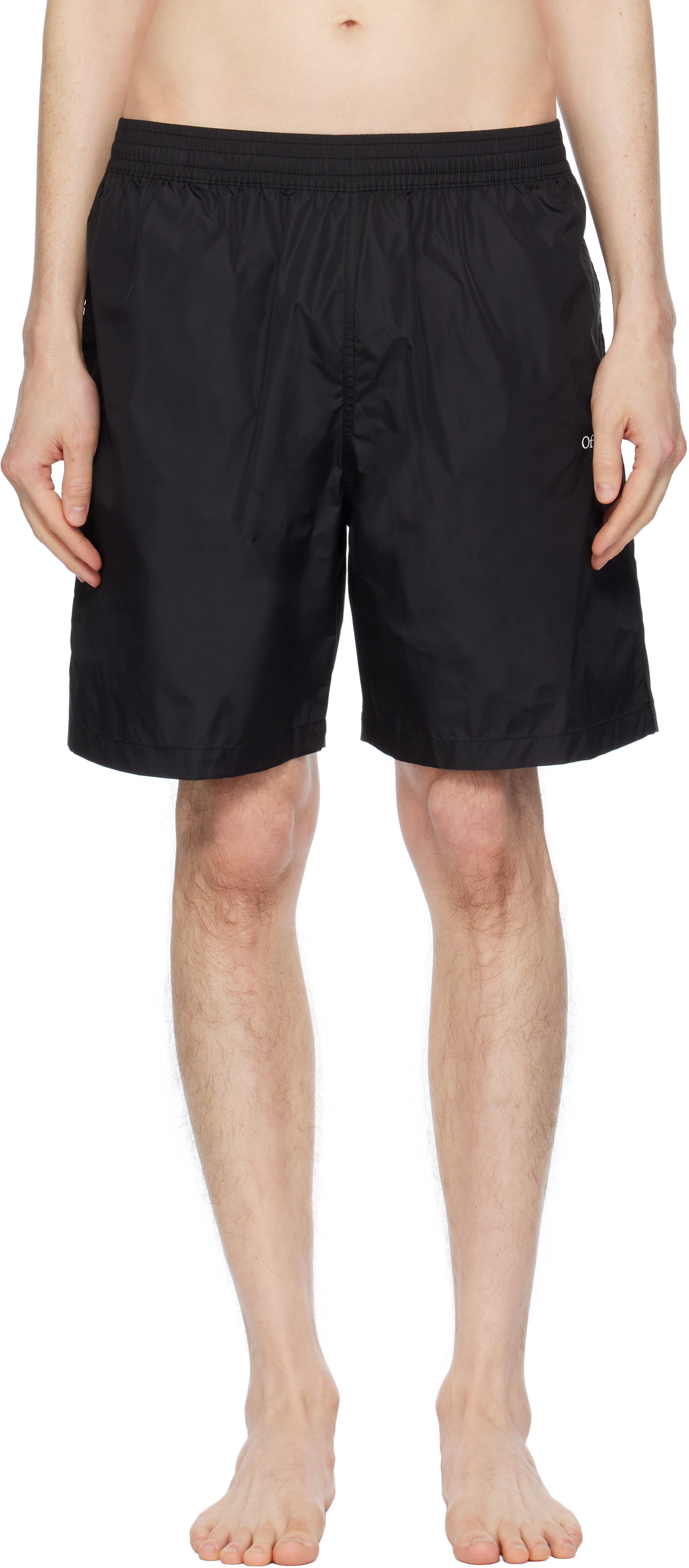 Black Diag Outline Surfer Swim Shorts