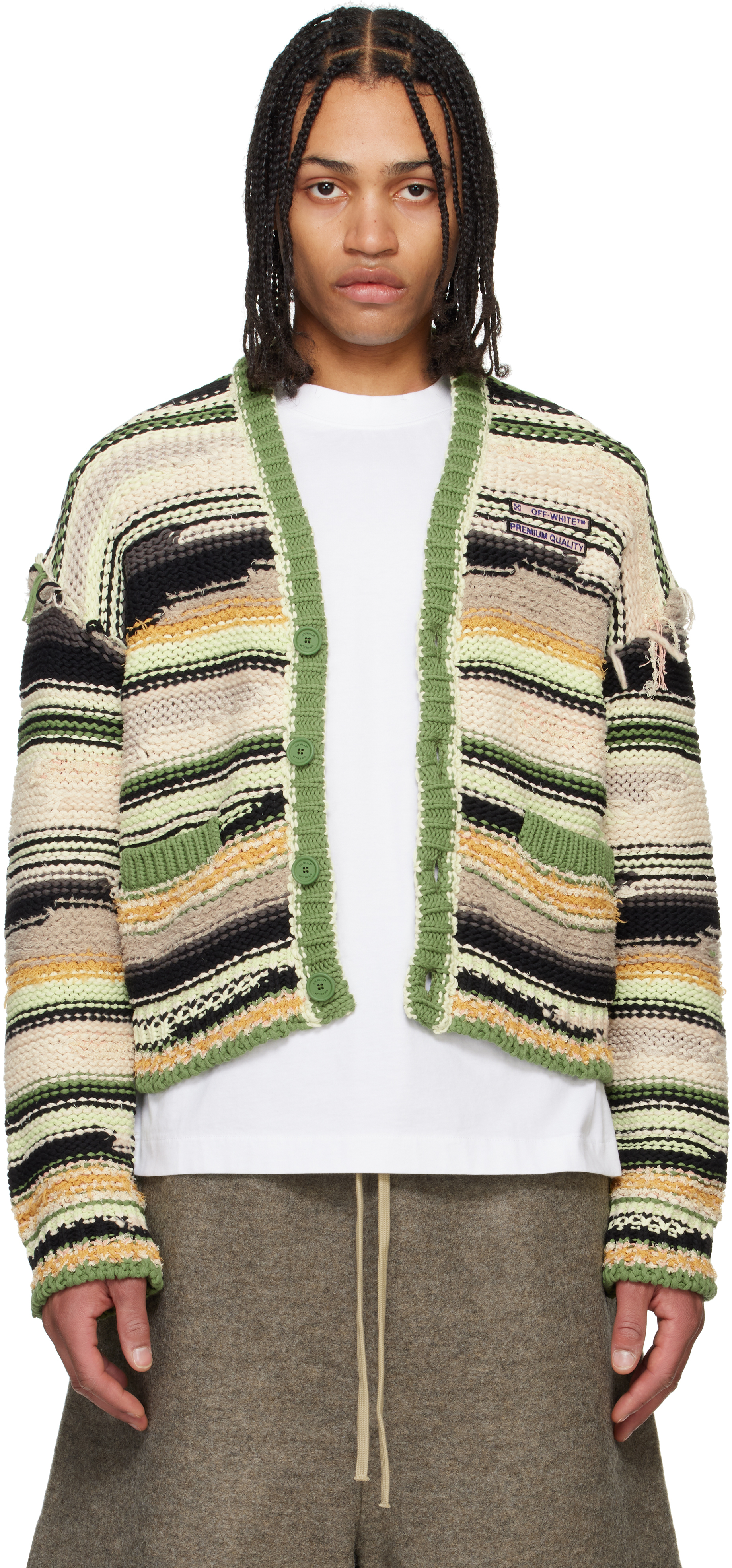 Multicolor 'Premium Quality' Striped Knit Cardigan