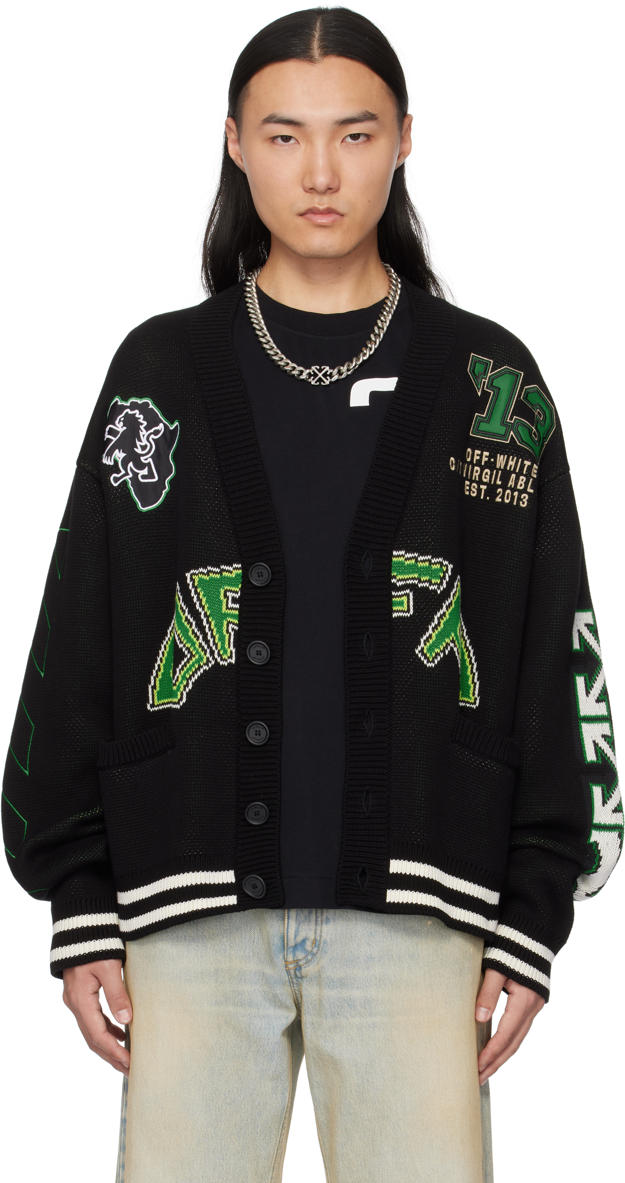 Black Crocodile Varsity Cardigan