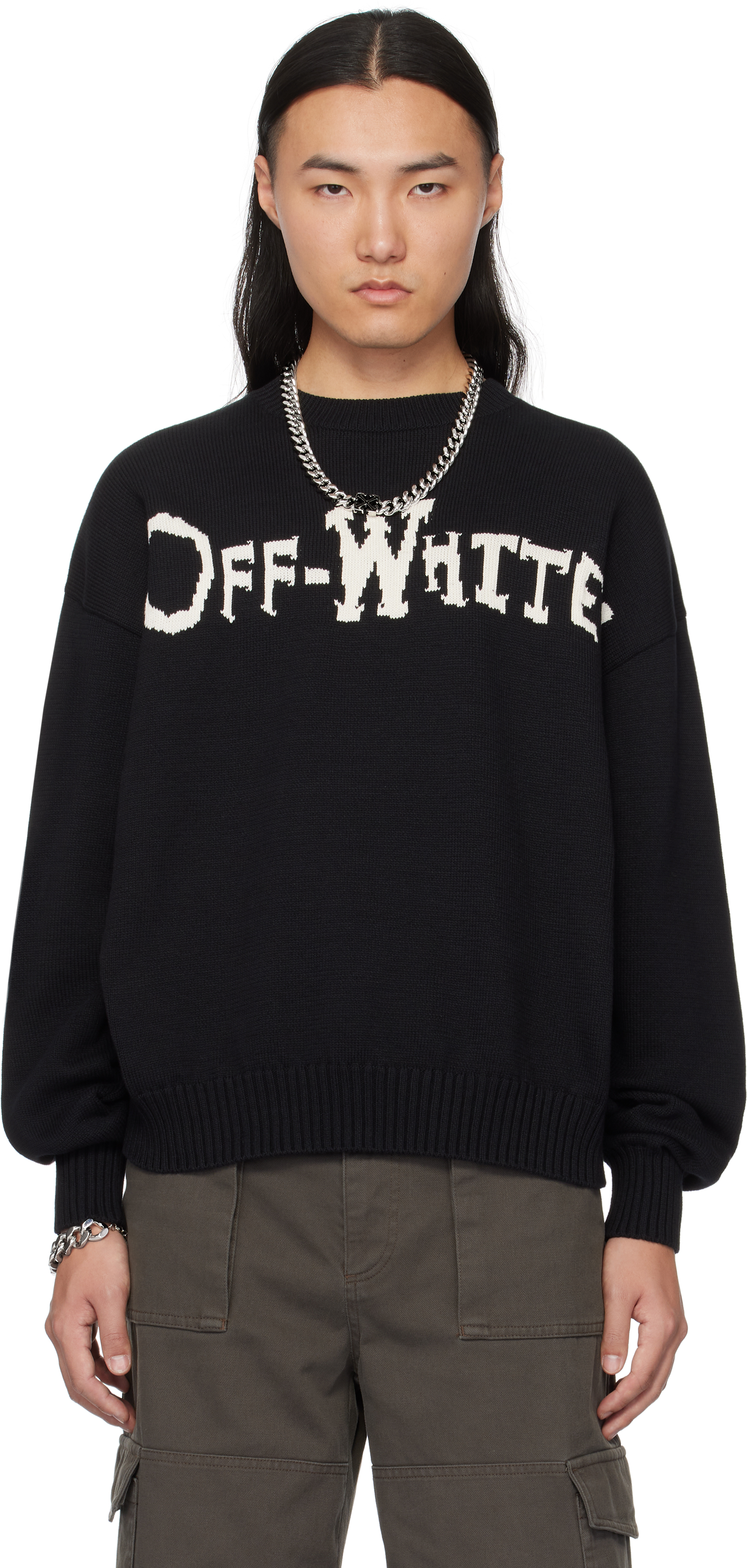 Black 
Off
 Quote Knit Sweater