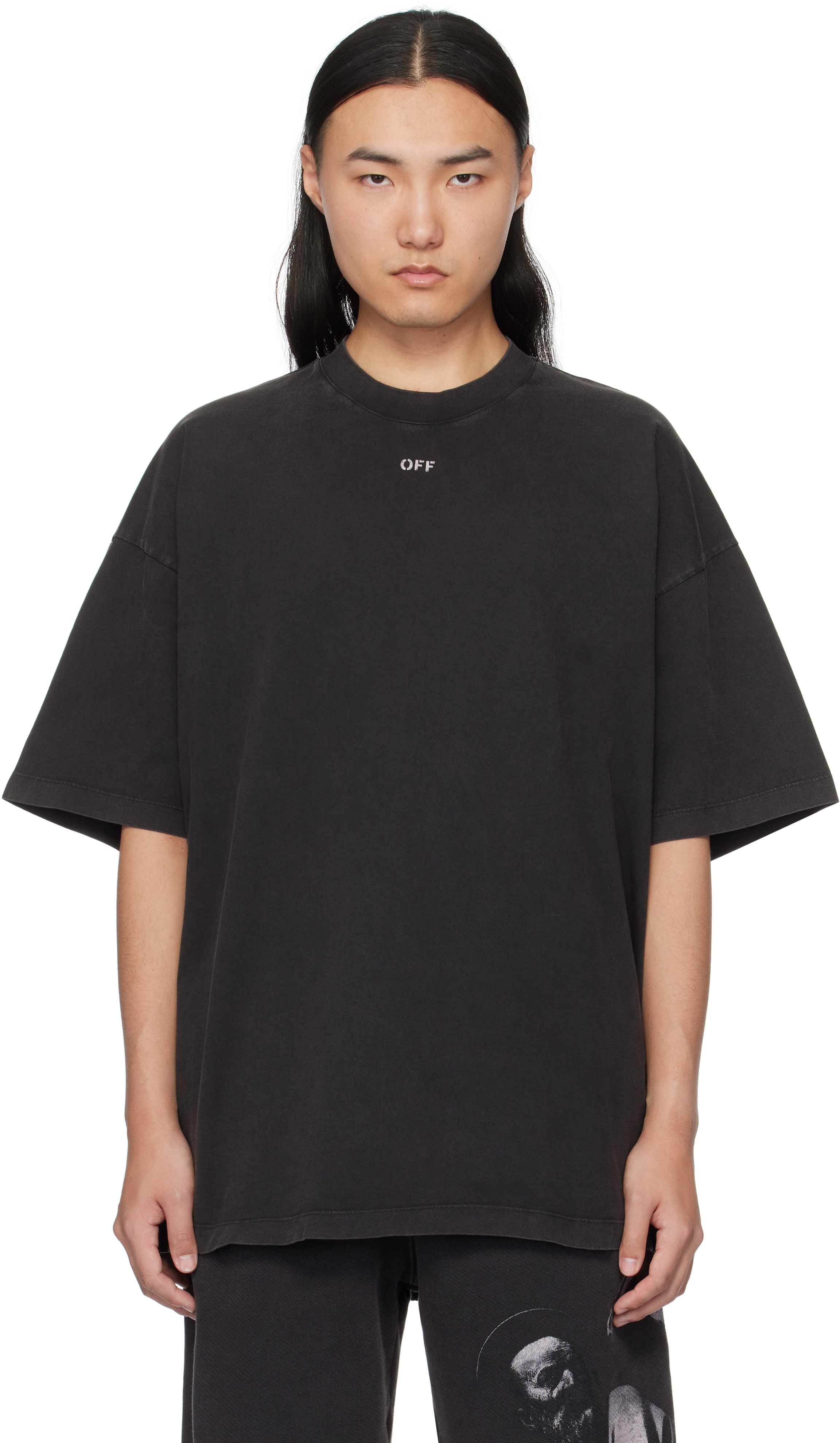 【関税込み】Off-White ブラック BW S.Matthew Over Tシャツ Off-White]BW S.MATTHEW OVER S/S TEE/BLACK/GRAY(OMAR24