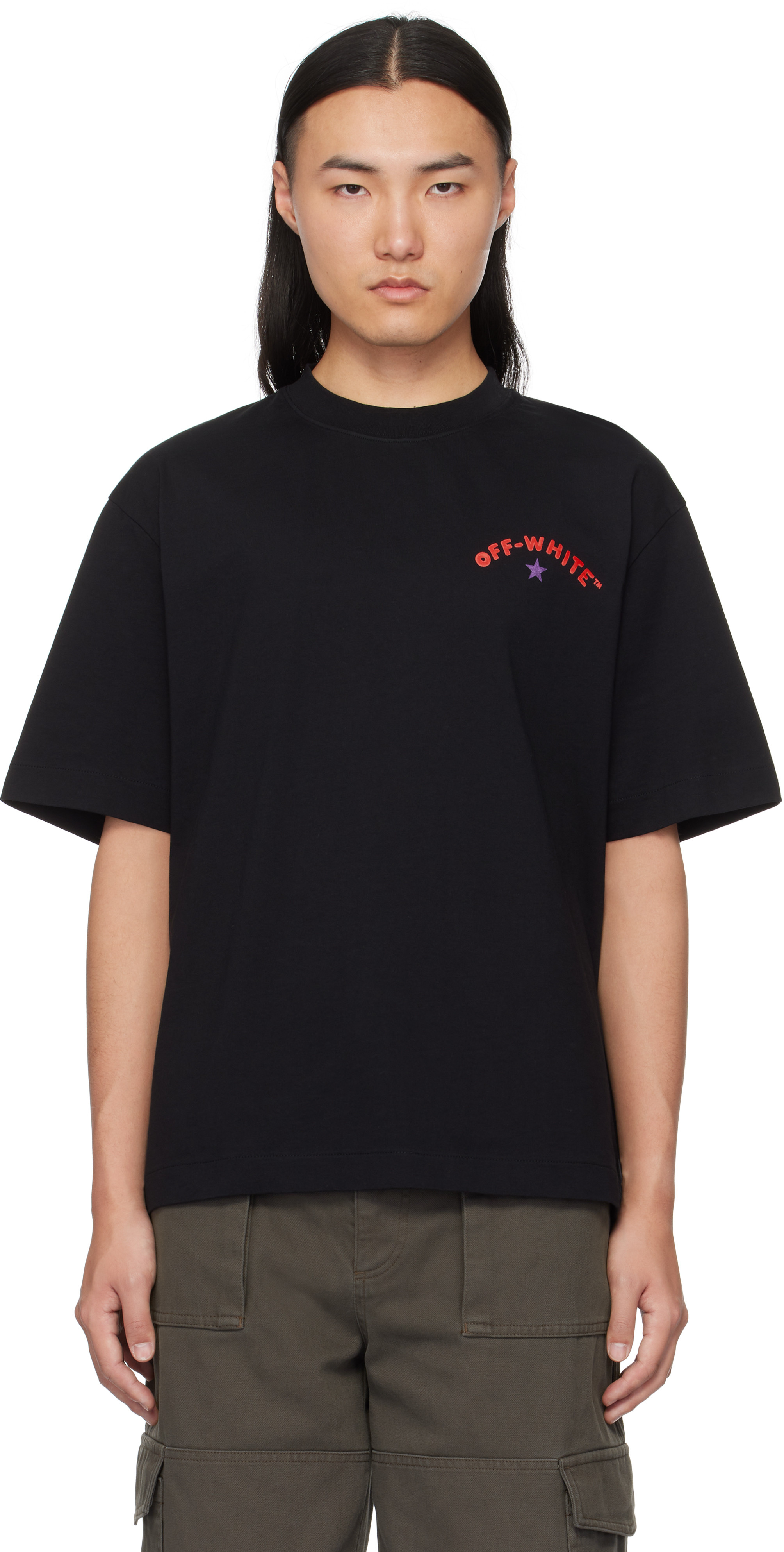 【関税込み】Off-White ブラック Starry Arrow Tシャツ Off-White: Black Starry Arrow T-shirt | SSENSE