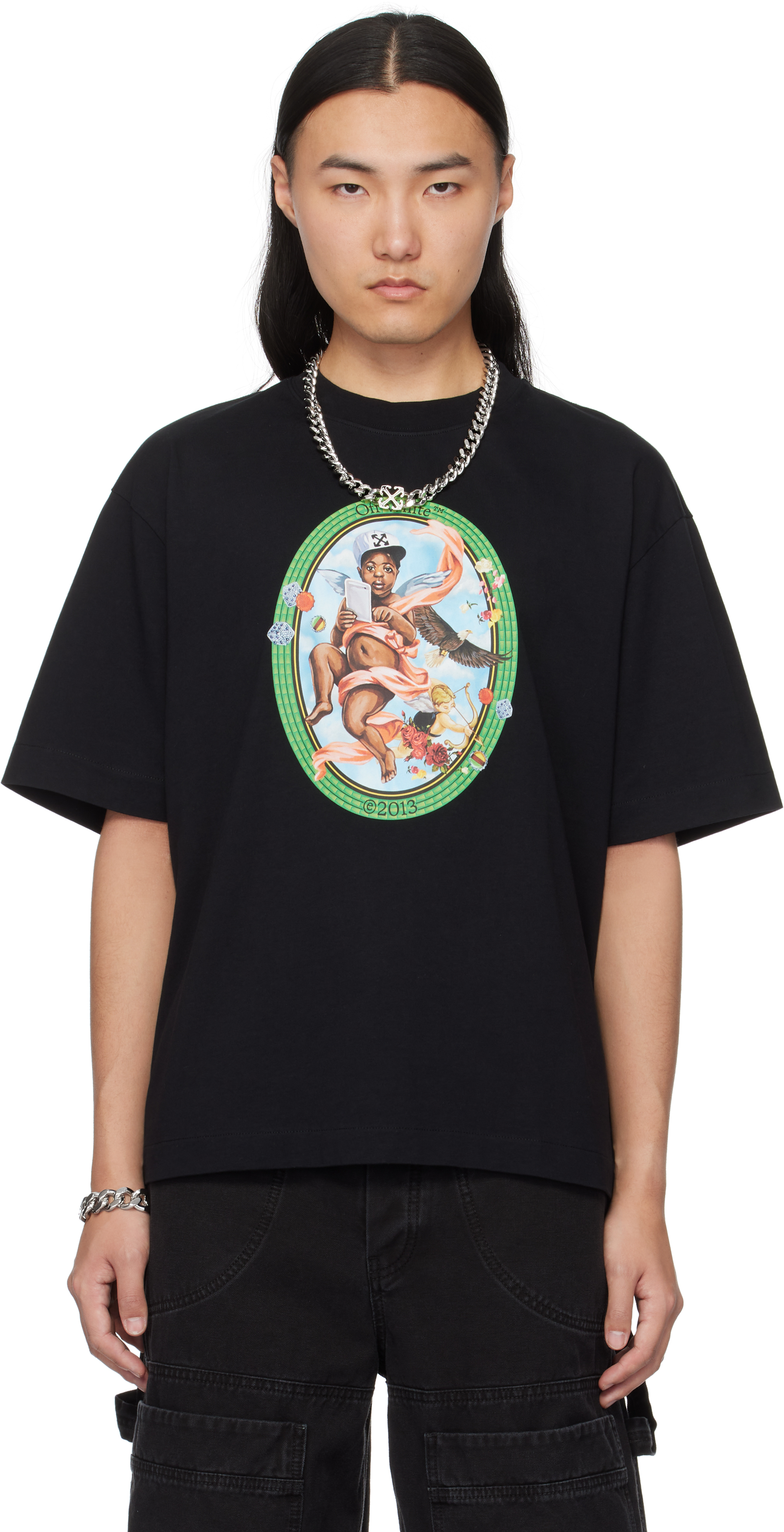 【関税込み】Off-White ブラック Fresco Star Tシャツ Black Fresco Star T-shirt by Off-White on Sale