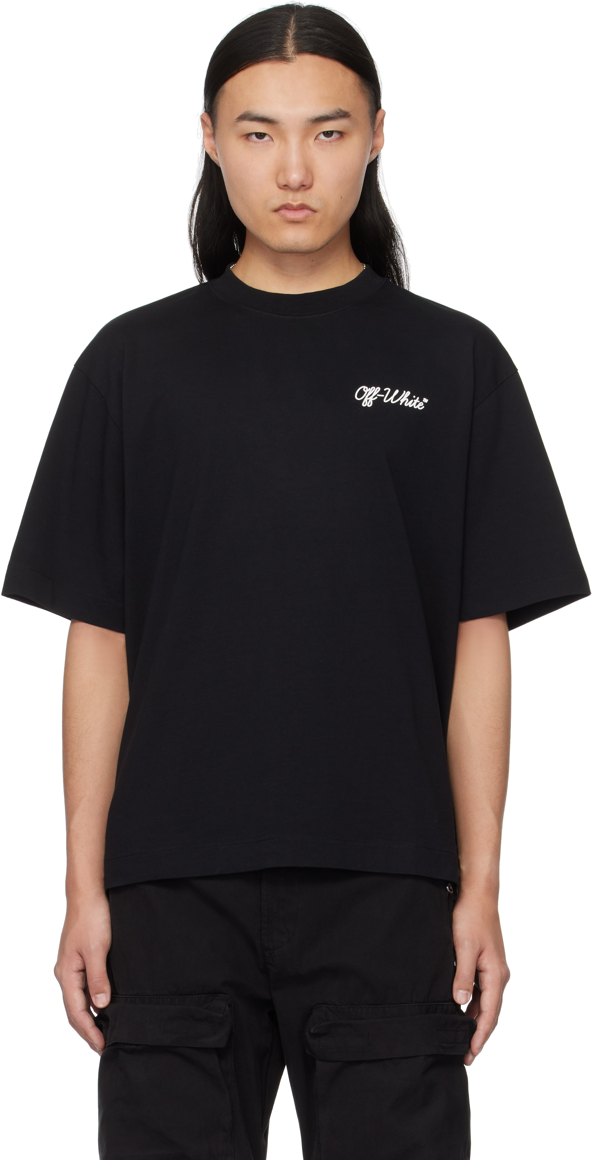 国内発送☆Off-White☆SCRIPT SKATE S/S TEE/BLACK/WHITE OFF-WHITE Paint Script Over Skate S/S Tee Black/White Men's