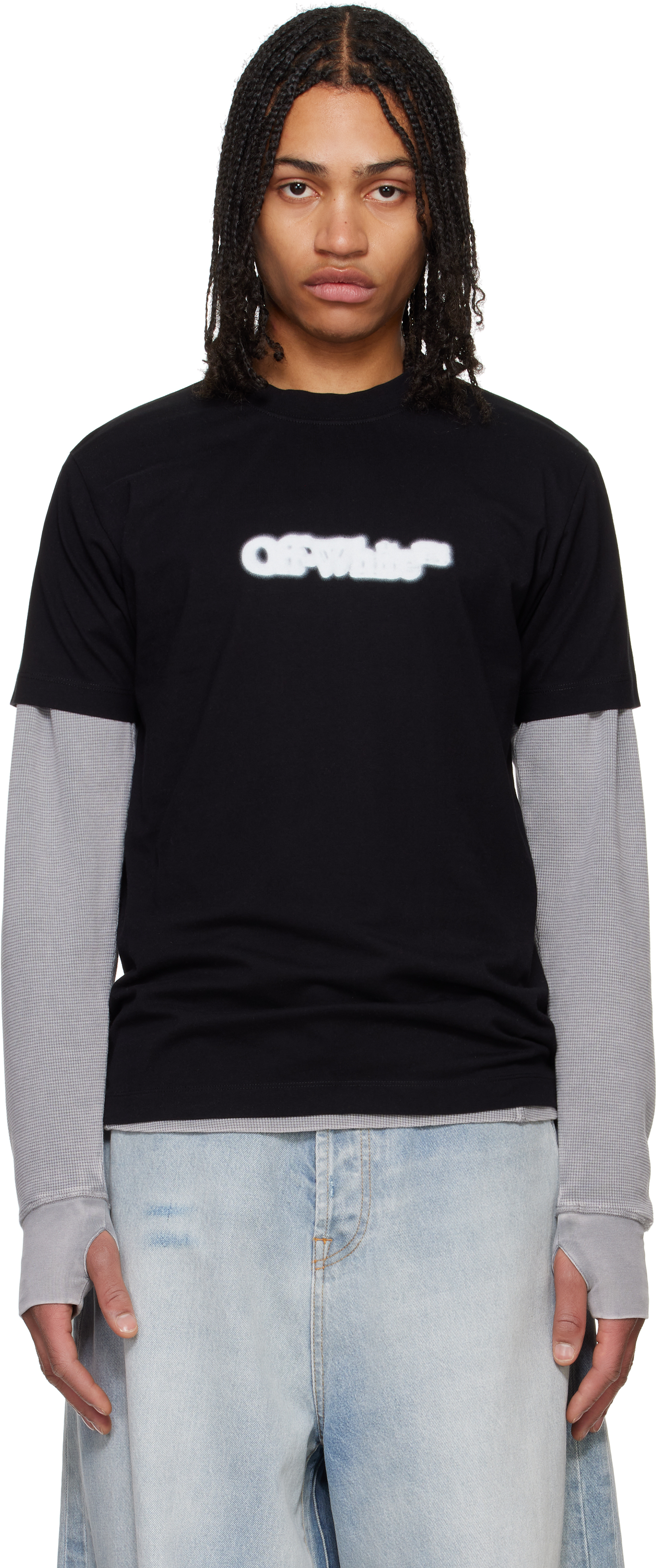 Shop Off-white Black Spray Arrow T-shirt In Black - White