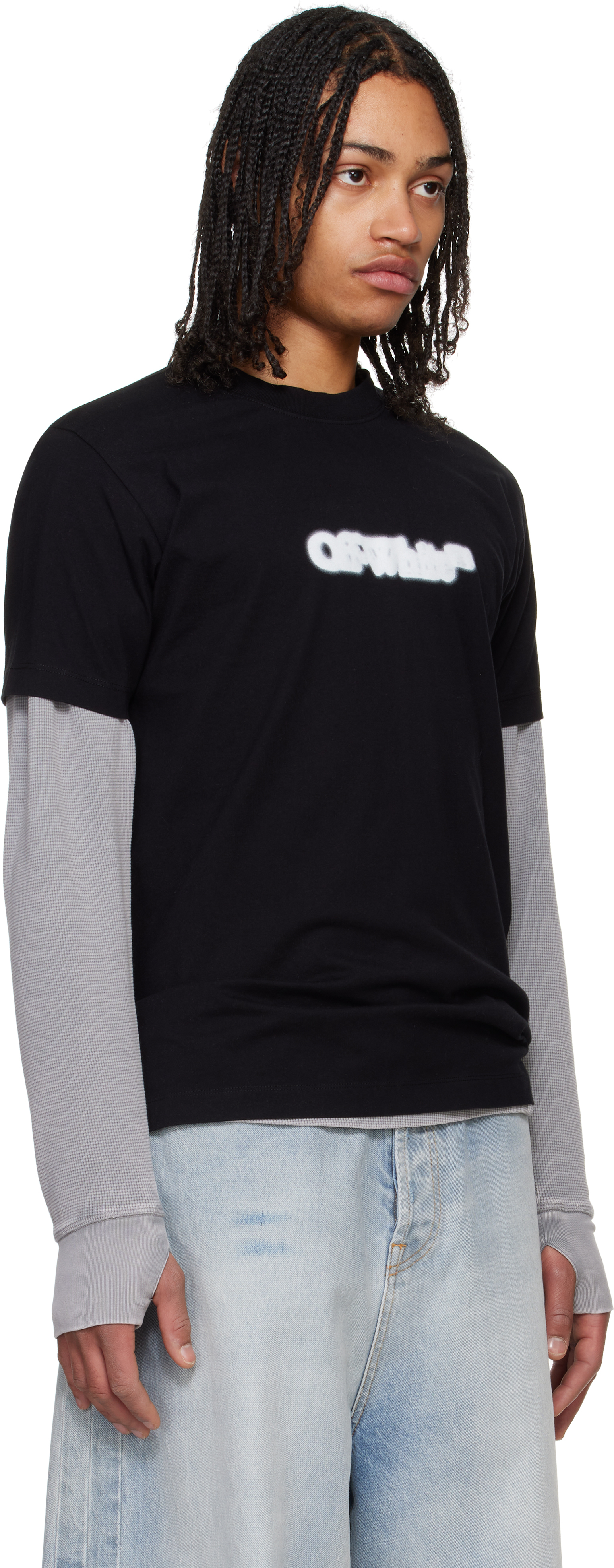 Shop Off-white Black Spray Arrow T-shirt In Black - White