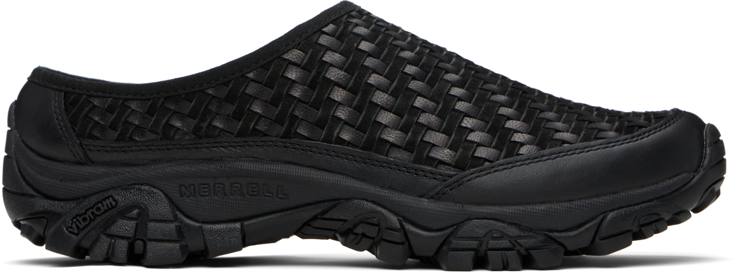 Merrell 1trl Black Moab 2 Slide Leather Woven Loafers