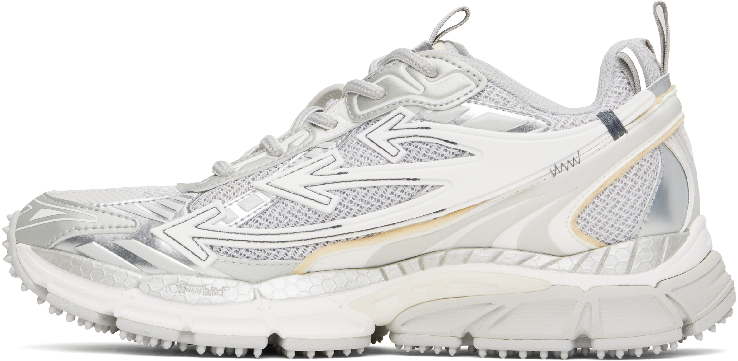 Off-white Ow Be Right Grey Low Top Sneakers With Zip-tie Detail In Mesh And Leather Man In Gray