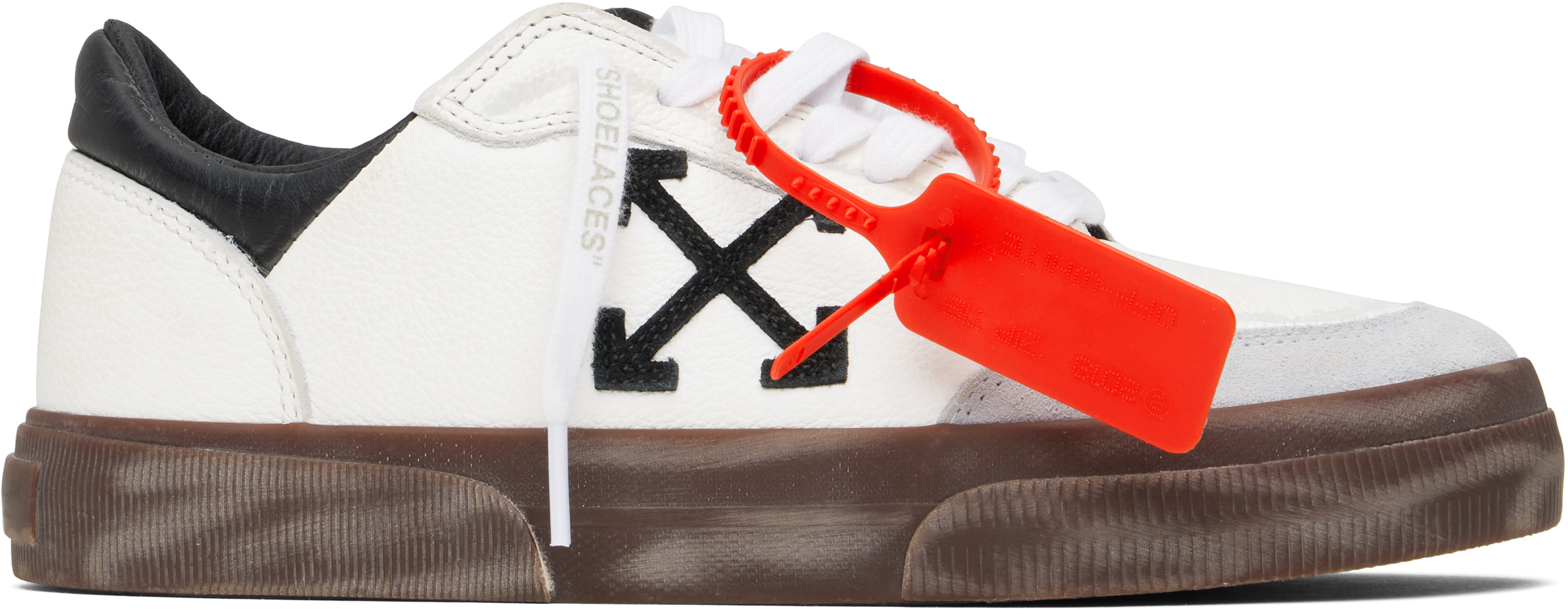 White & Black New Low Vulcanized Leather Sneakers