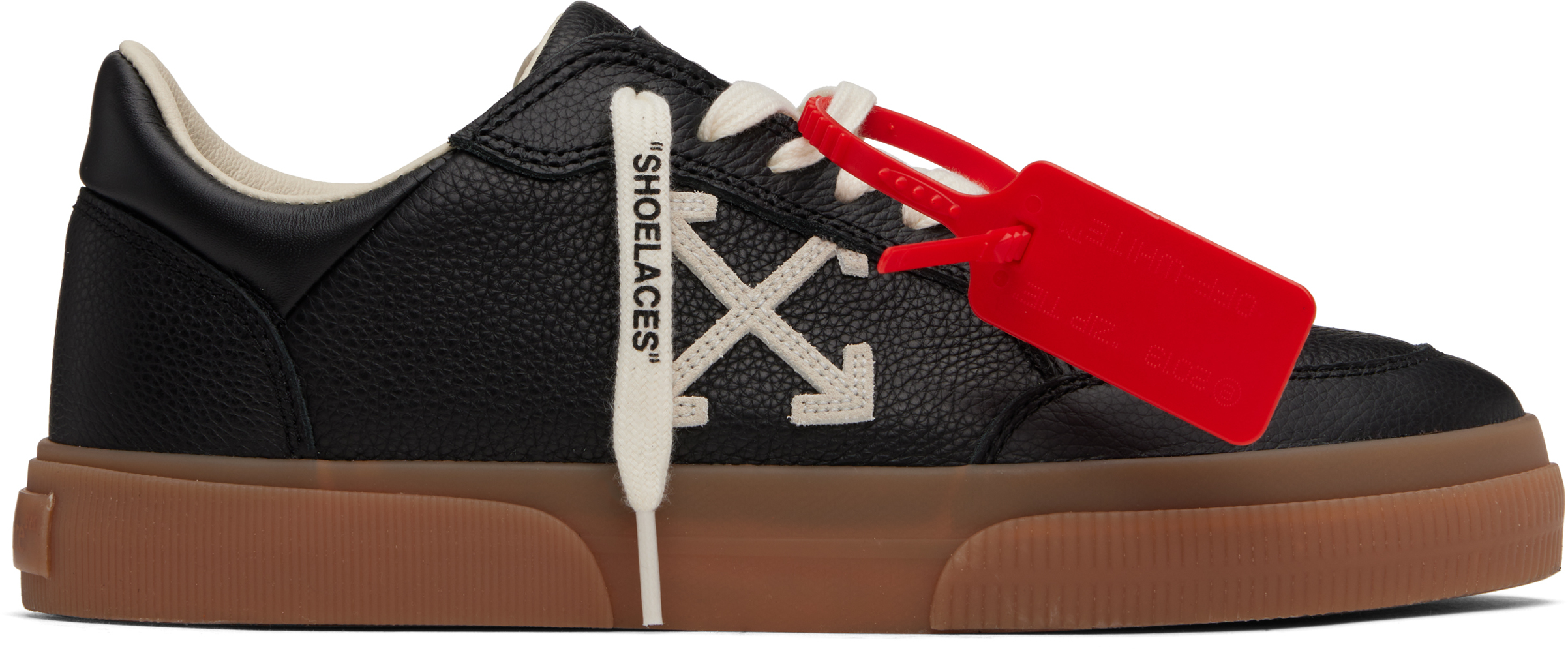 Off-white Black Vulcanized Leather Sneakers In Black - Ivory