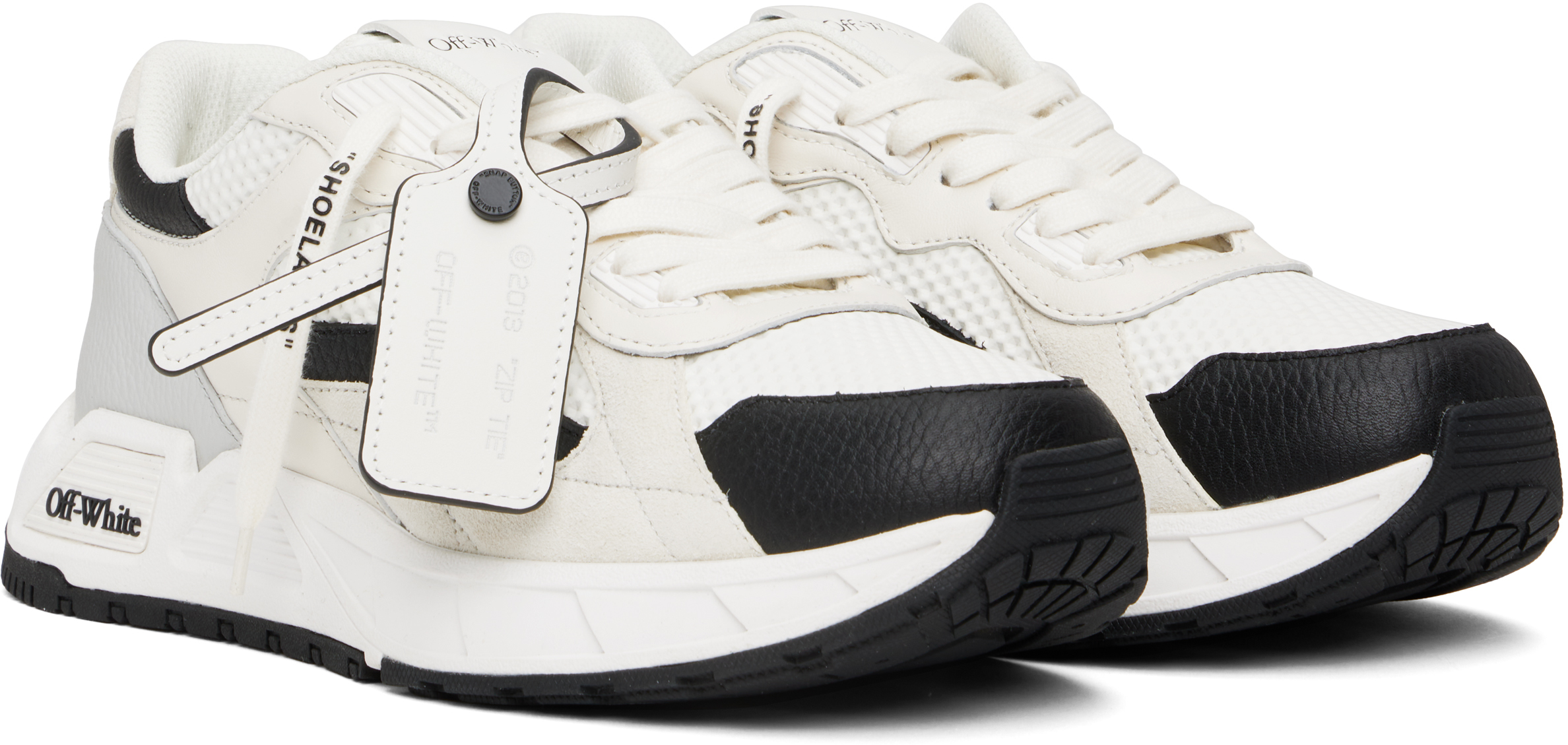 Off-white Kick Off Zip-tie-tag Sneakers In White Black