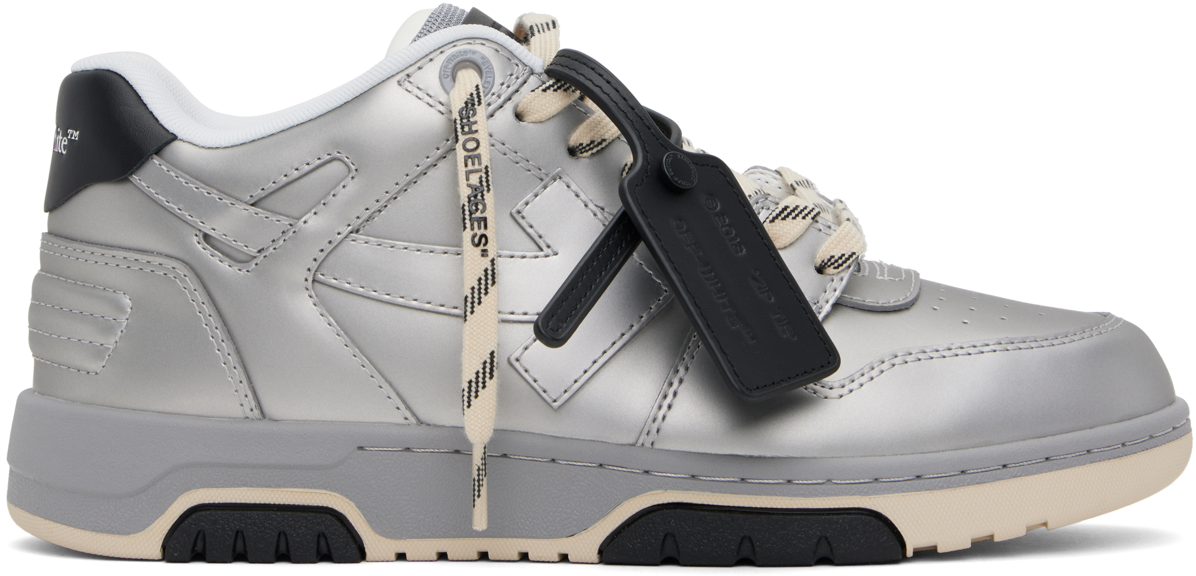 Silver Out Of Office Metallic Leather Sneakers