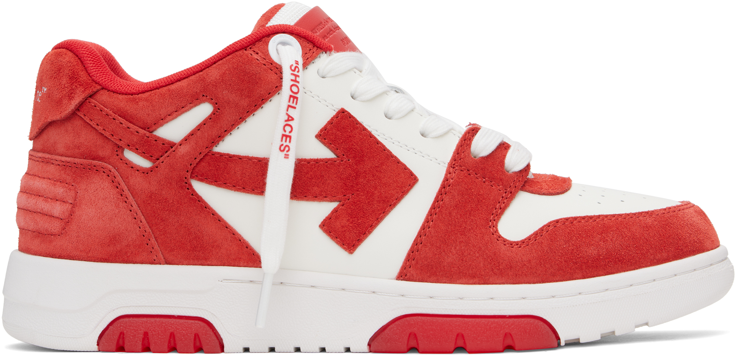 Red & White Out Of Office Suede Sneakers