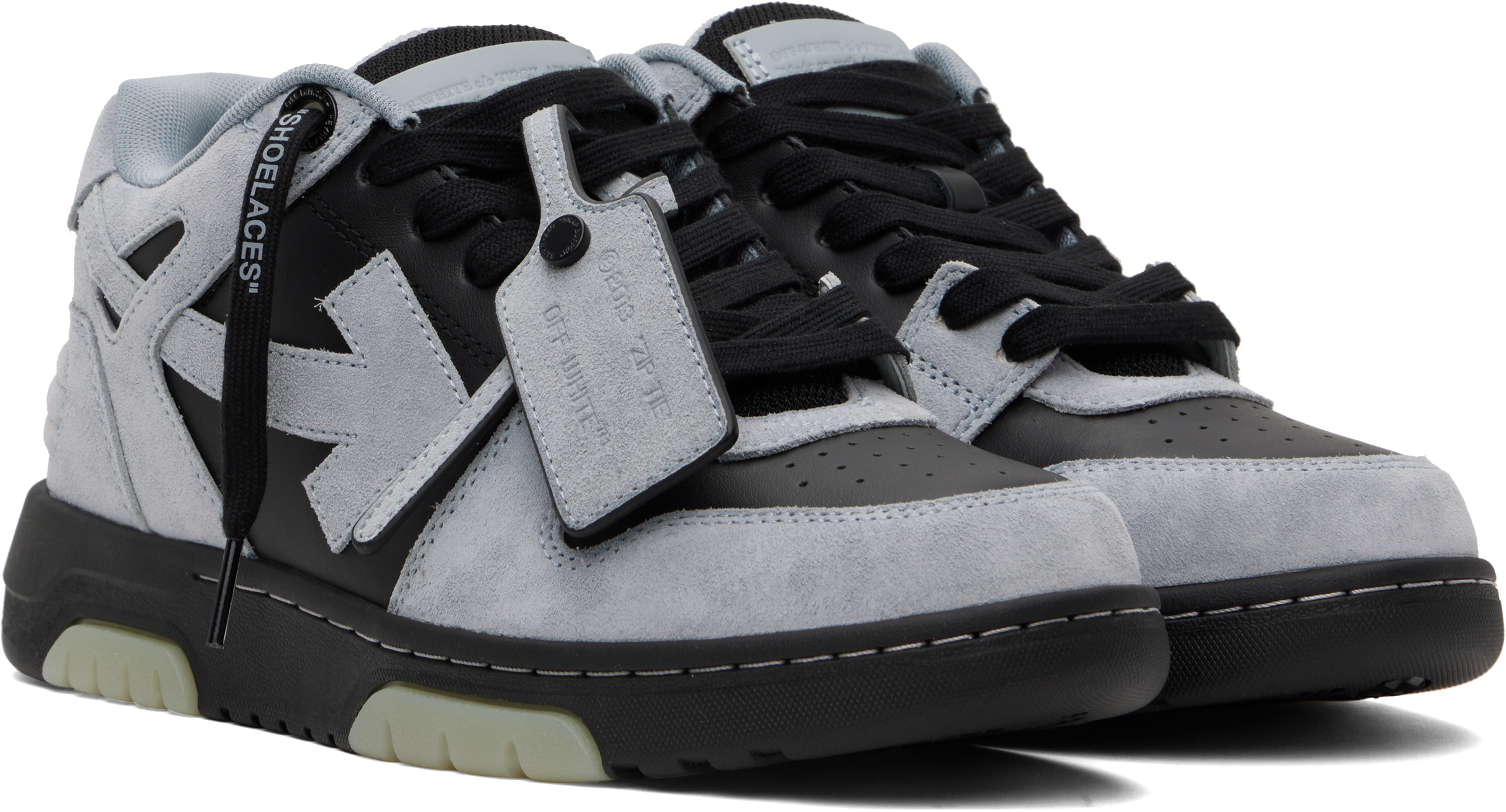 Off-white Light Gray/black Out Of Office Suede In Light Grey - Black
