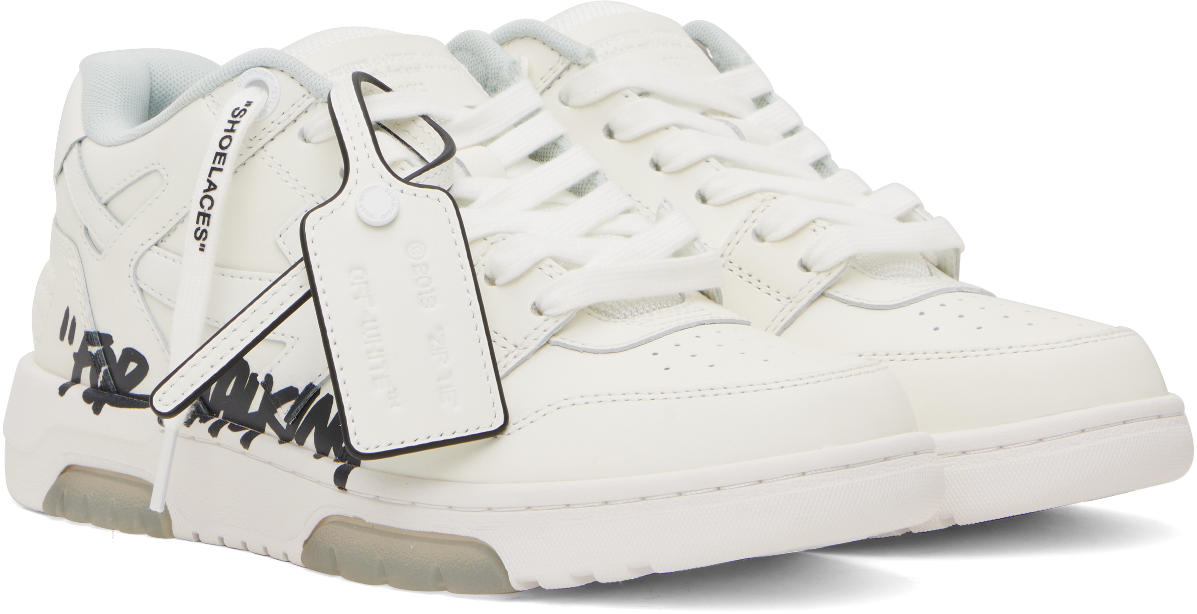 Off-white Out Of Office “for Walking” Leather Sneakers In White Blac
