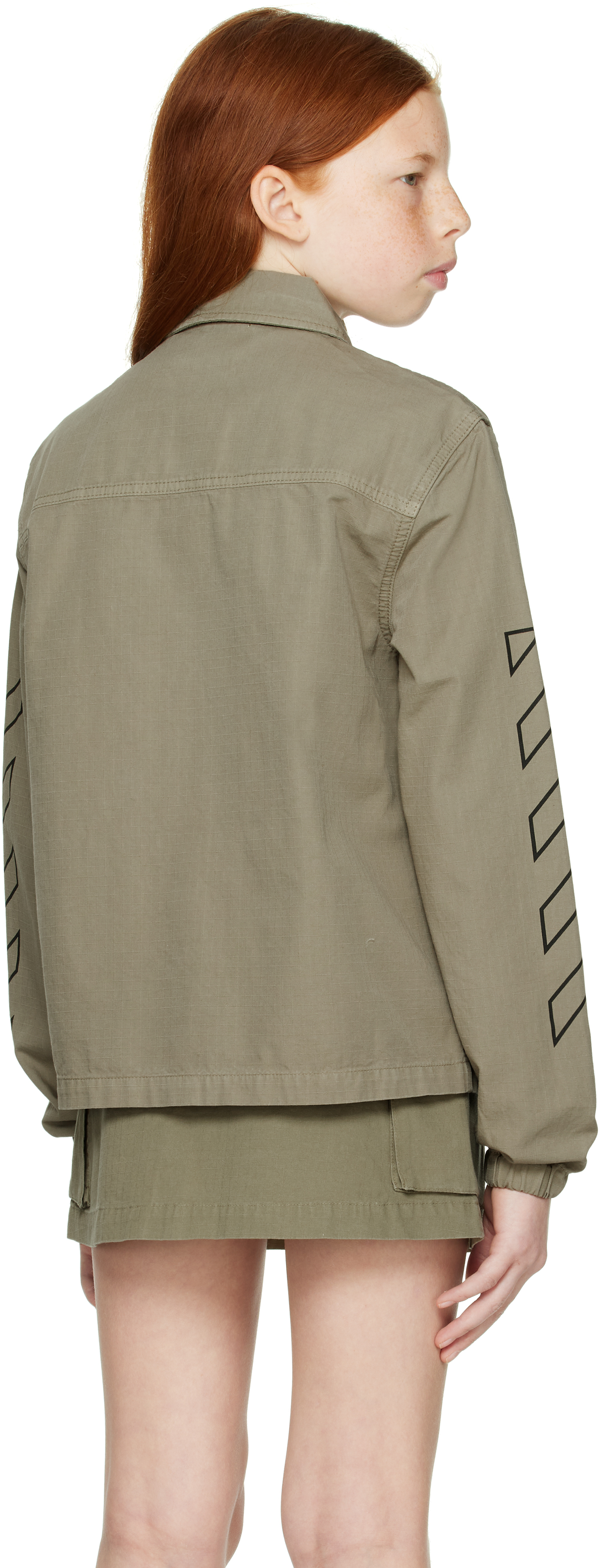 Off-white Kids Khaki Bookish Diag Field Jacket In Kaki - Black
