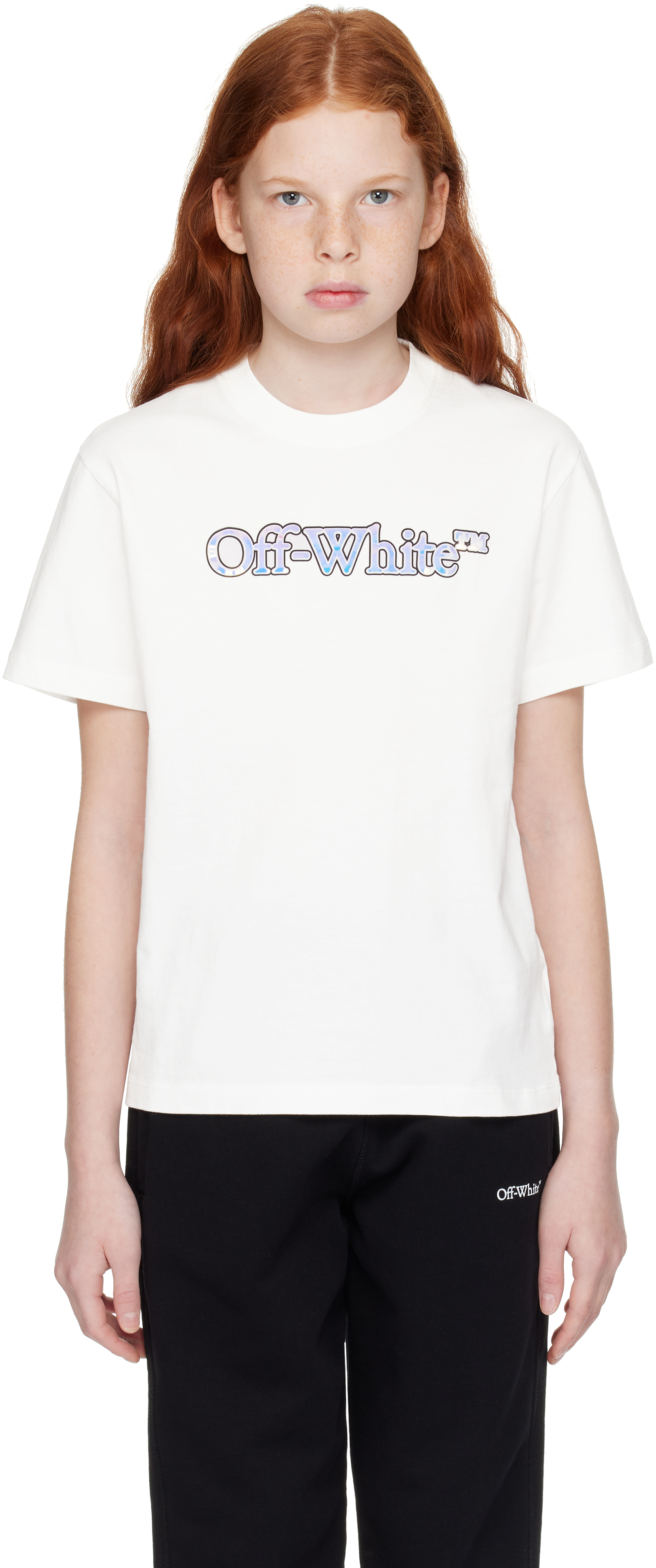 Off-white Kids White Big Bookish T-shirt In White - Silver