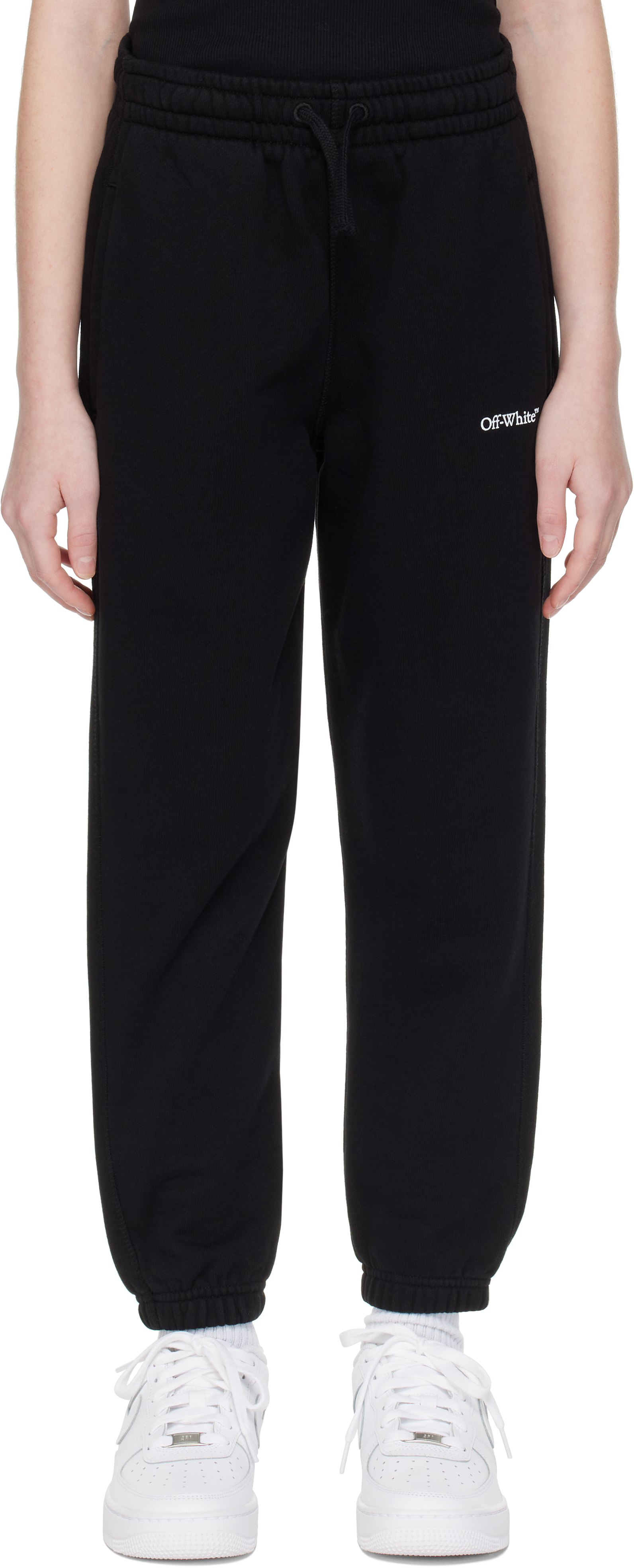 Off-white Kids Black Bookish Sweatpants In Black - White