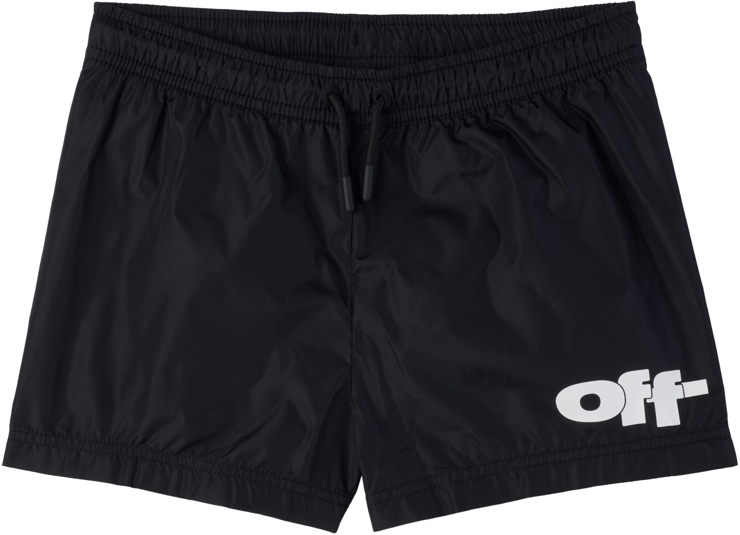Off-white Kids Black Off Split Swim Shorts In Black