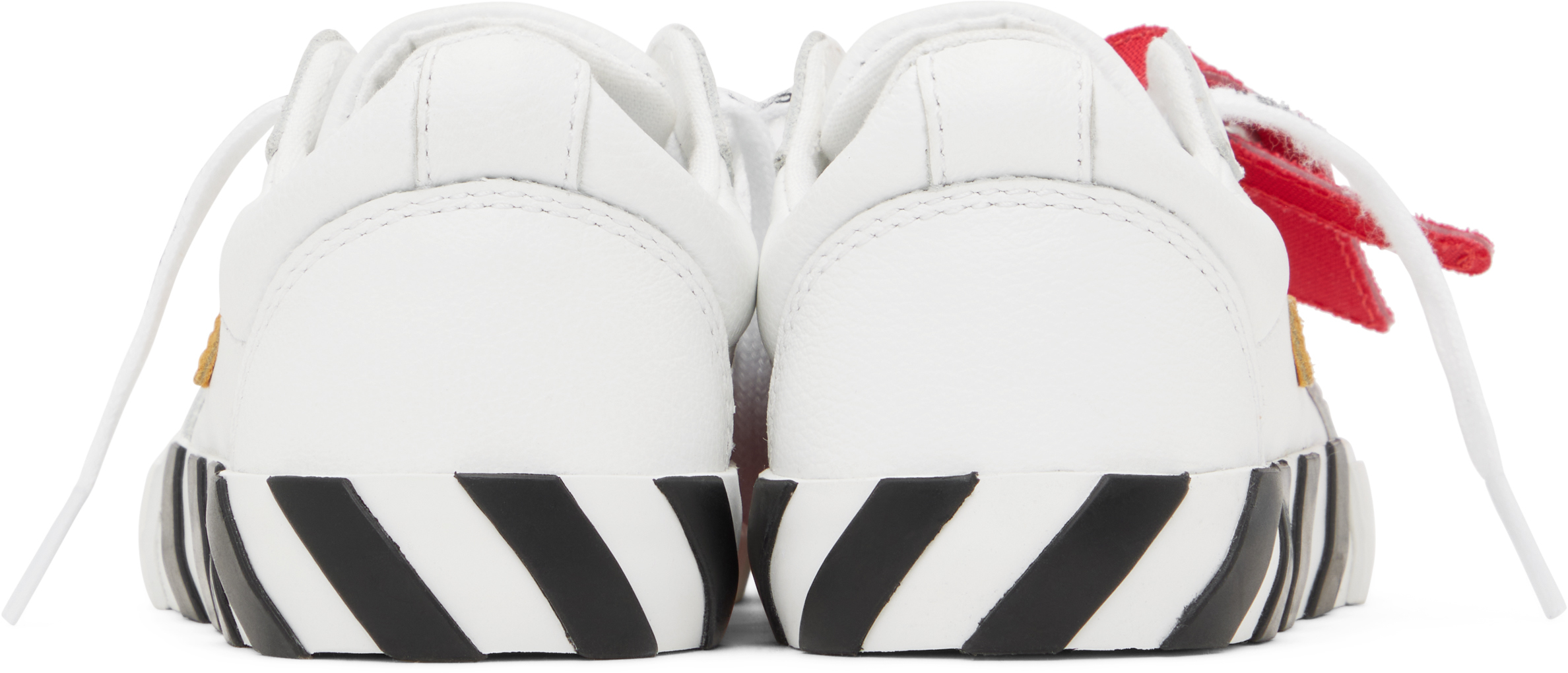 Off-white Kids White Vulcanized Leather Sneakers In White - Ocher Yellow