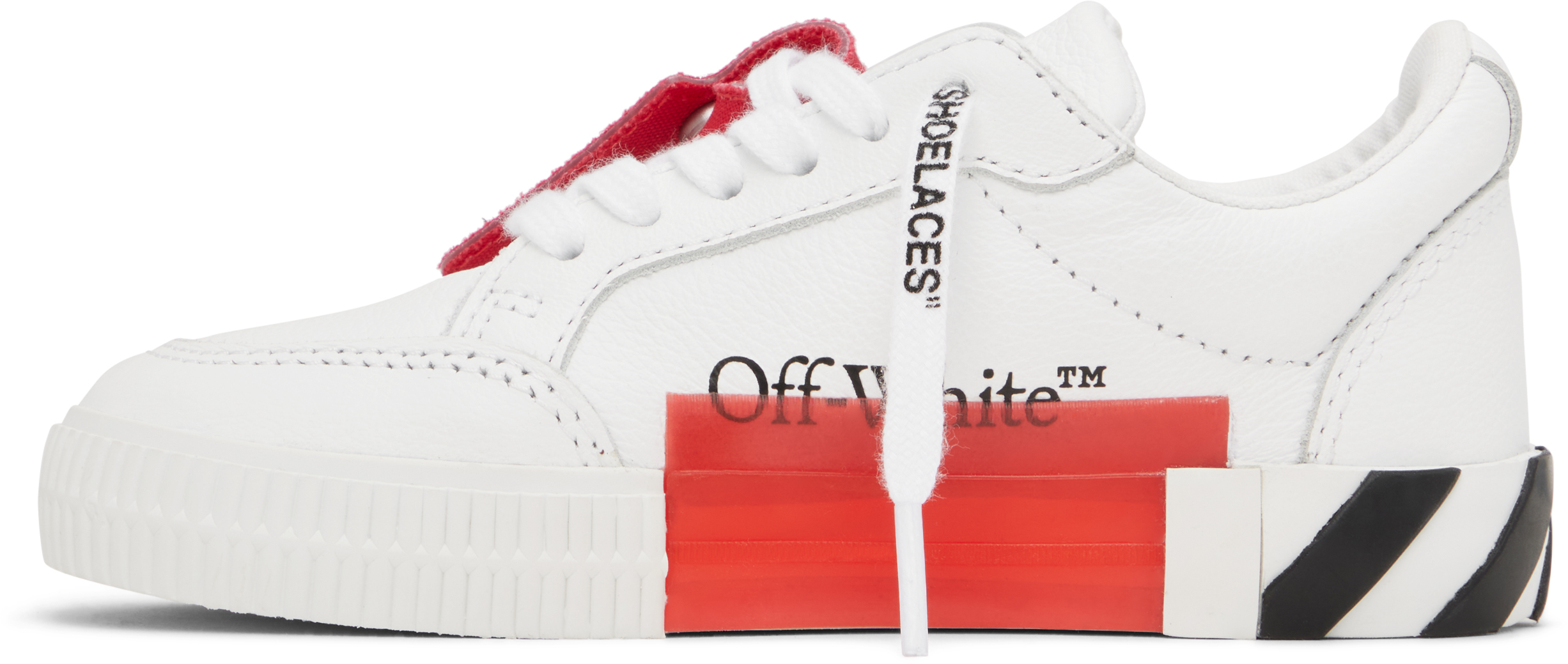 Off-white Kids White Vulcanized Leather Sneakers In White - Ocher Yellow