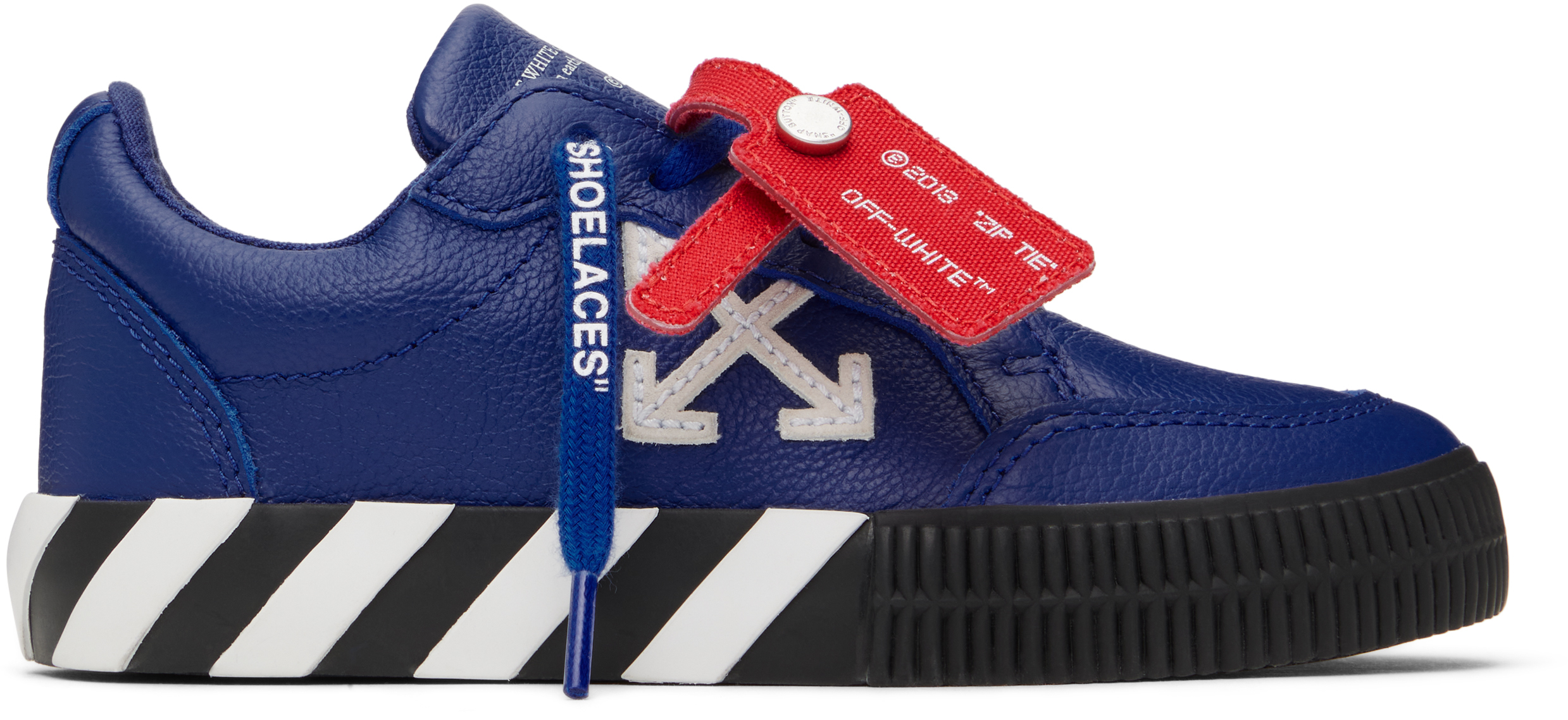 Off-white Kids Blue Vulcanized Leather Sneakers In Blue - White