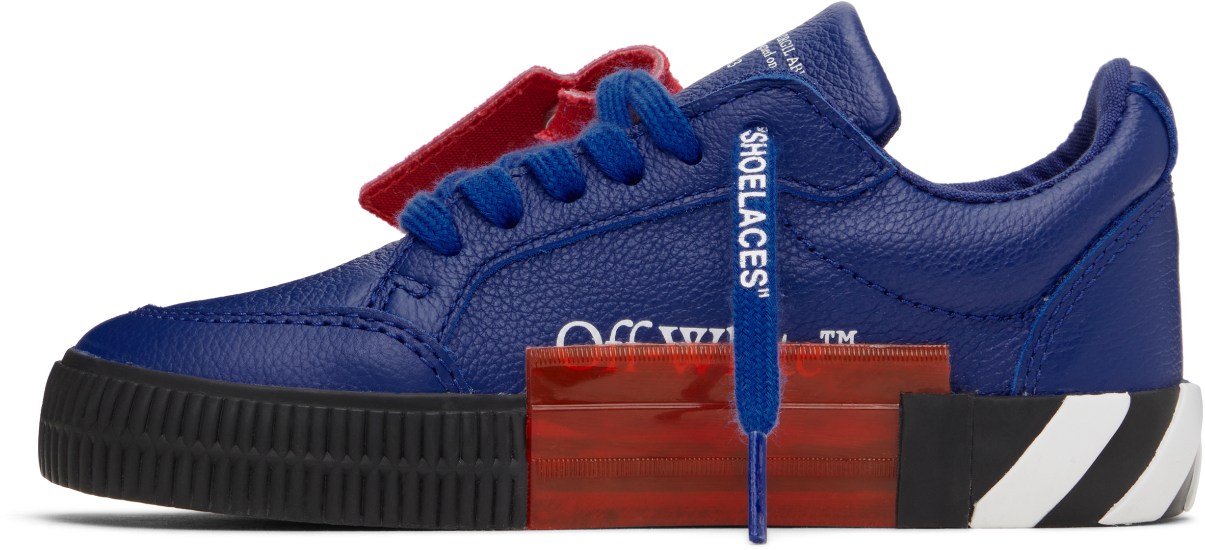 Off-white Kids Blue Vulcanized Leather Sneakers In Blue - White