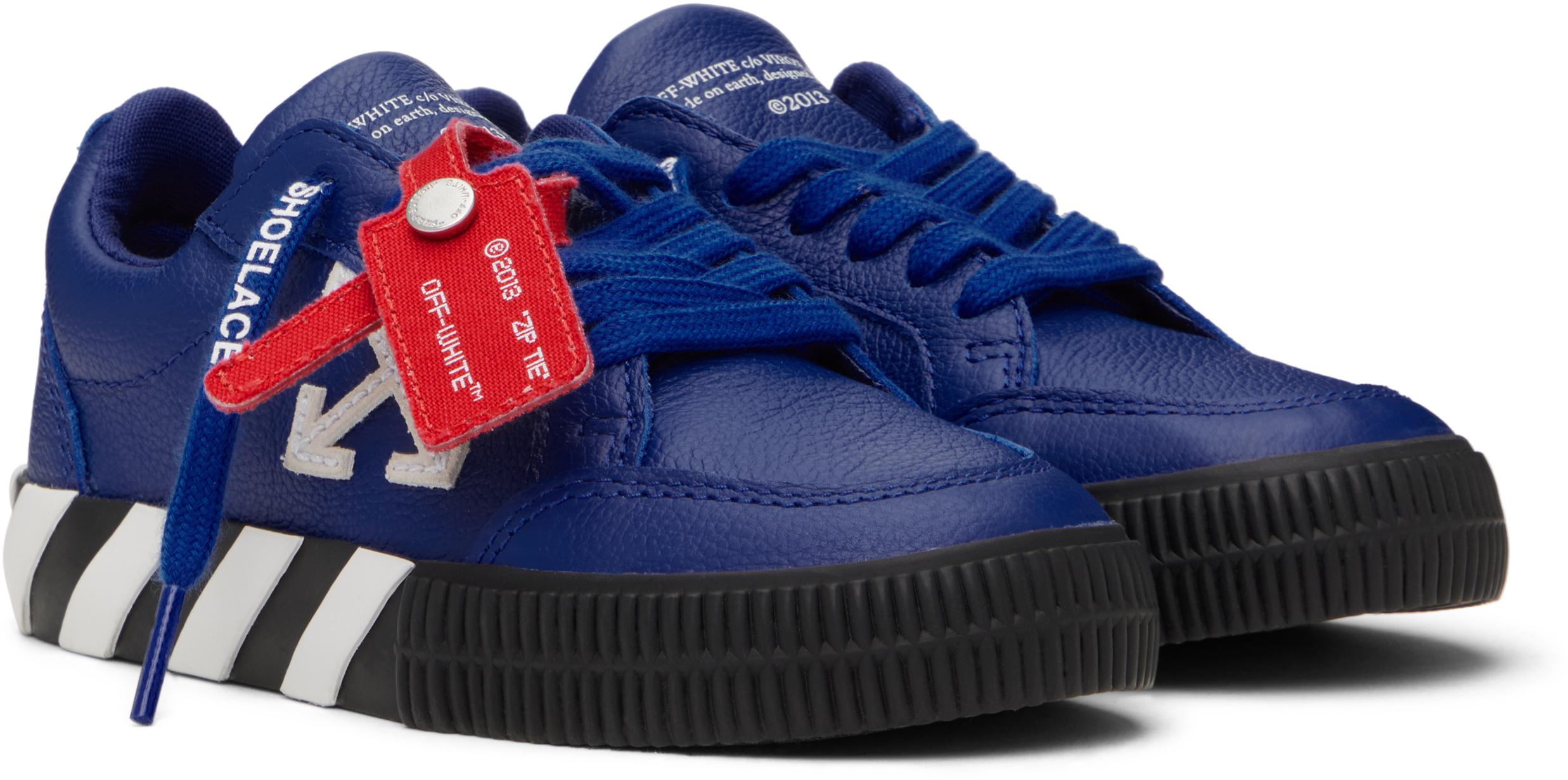 Off-white Kids Blue Vulcanized Leather Sneakers In Blue - White