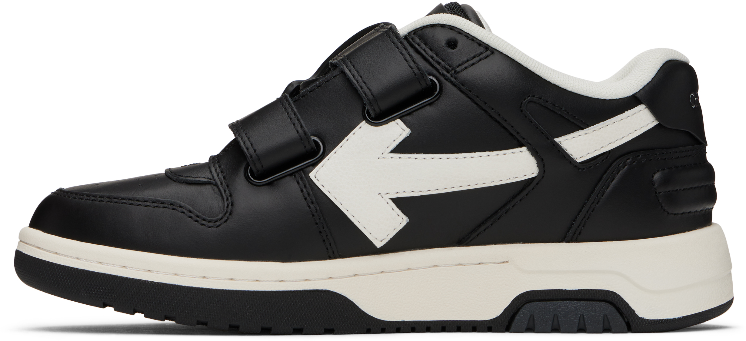 Off-white Kids Black & White Out Of Office Straps Sneakers In Black - White
