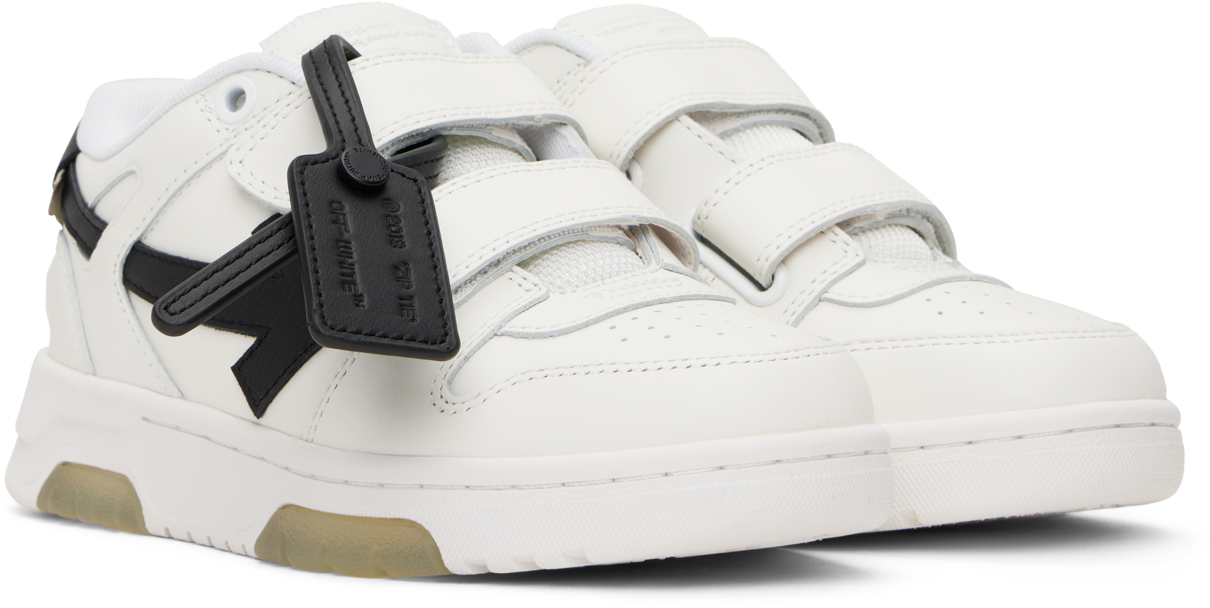 Off-white Kids White & Black Out Of Office Straps Sneakers In White - Black