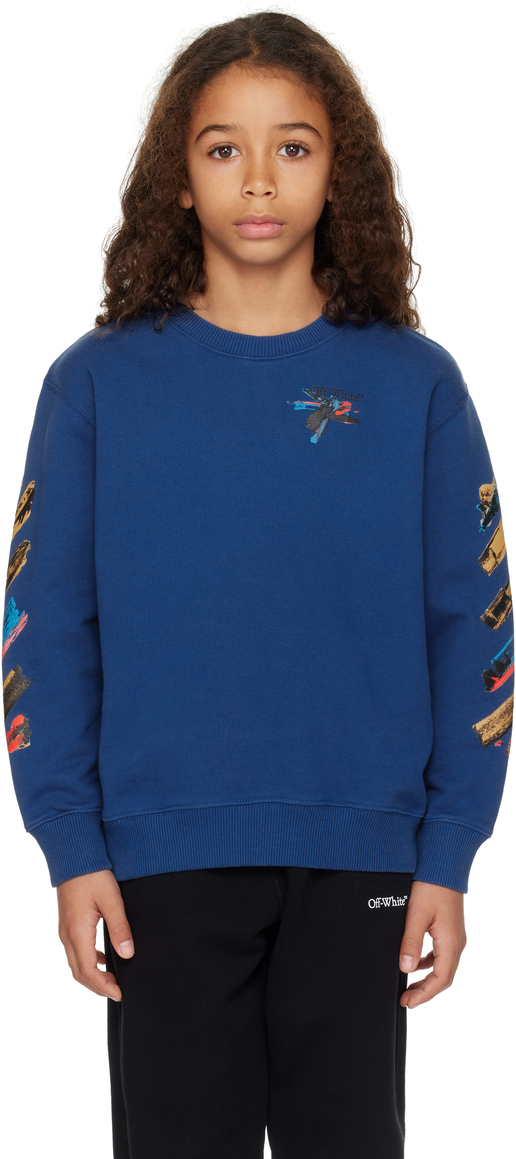 Off-white Kids Blue Paint Arrow Sweatshirt In Blue - Black