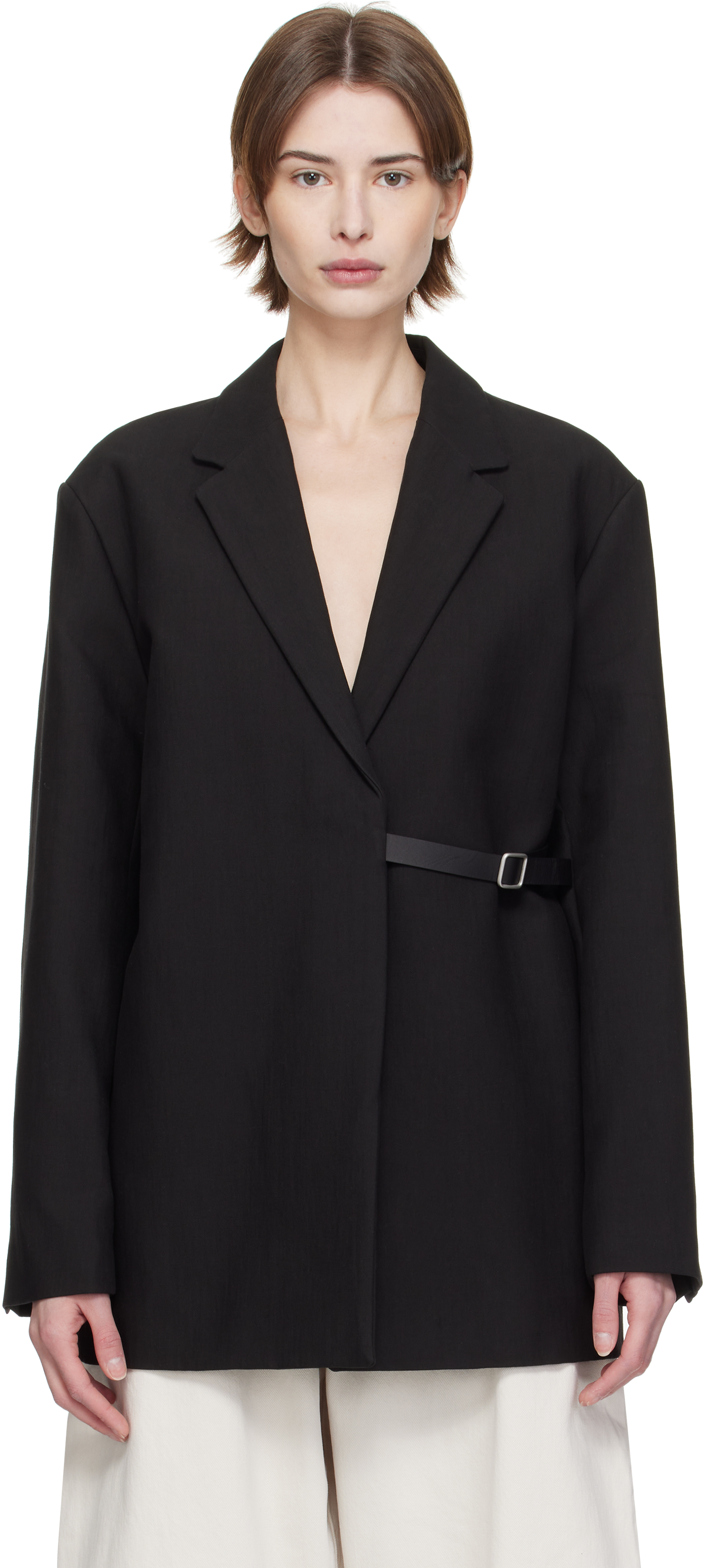 スーツ STUDIO NICHOLSON Women Suit Jackets SNW 1554 SILAS BLACK Black Silas Blazer by Studio Nicholson on Sale