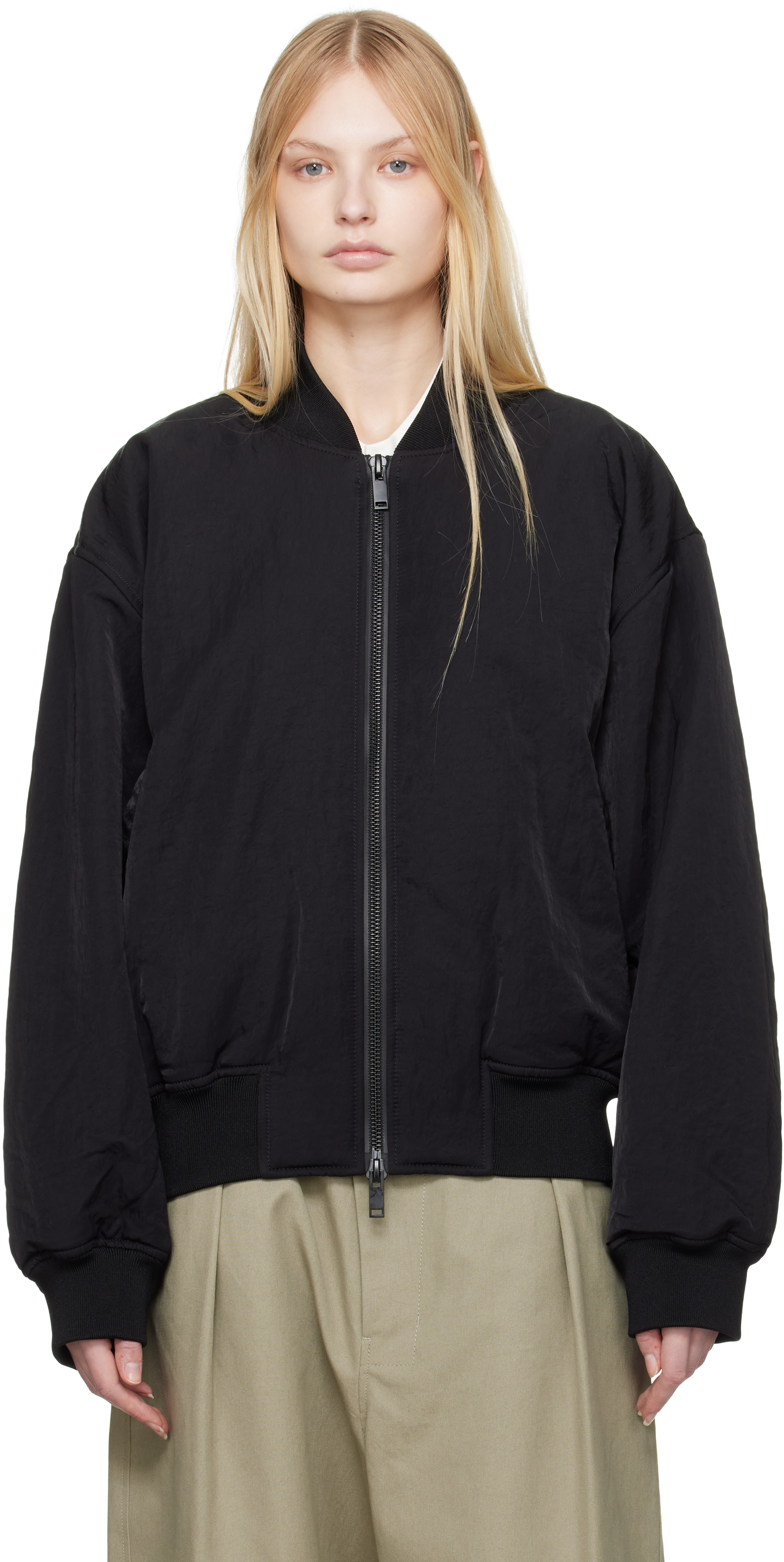 Studio Nicholson Black Blade Bomber Jacket In Black
