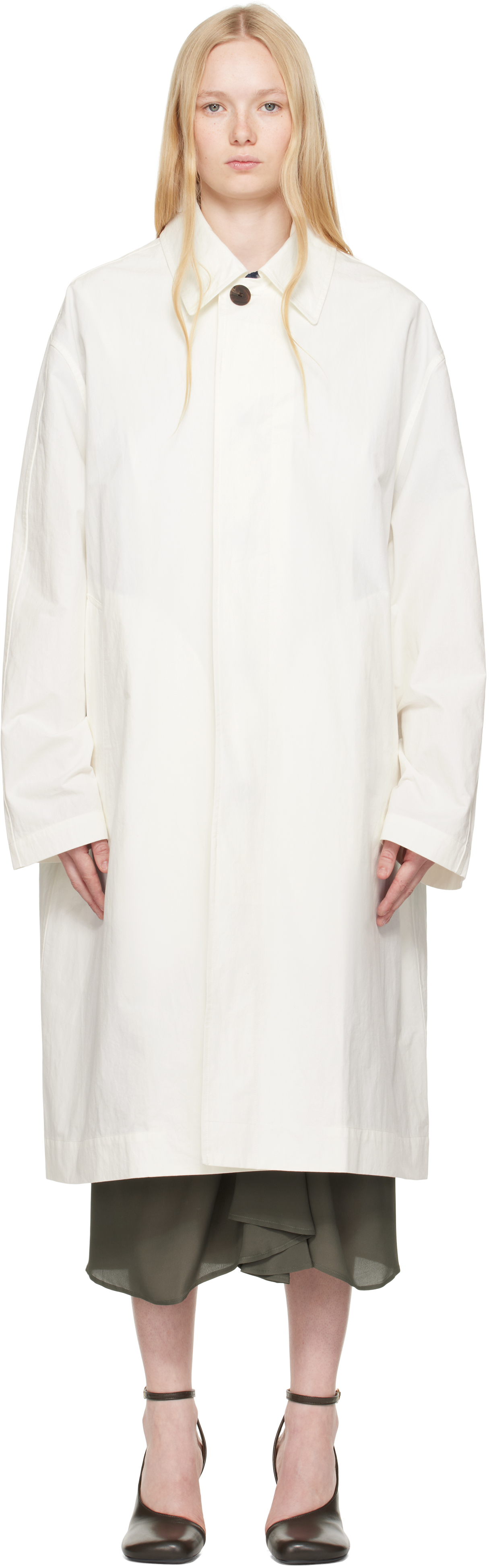 【関税込み】Studio Nicholson ホワイト Nevis コート White Nevis Coat by Studio Nicholson on Sale