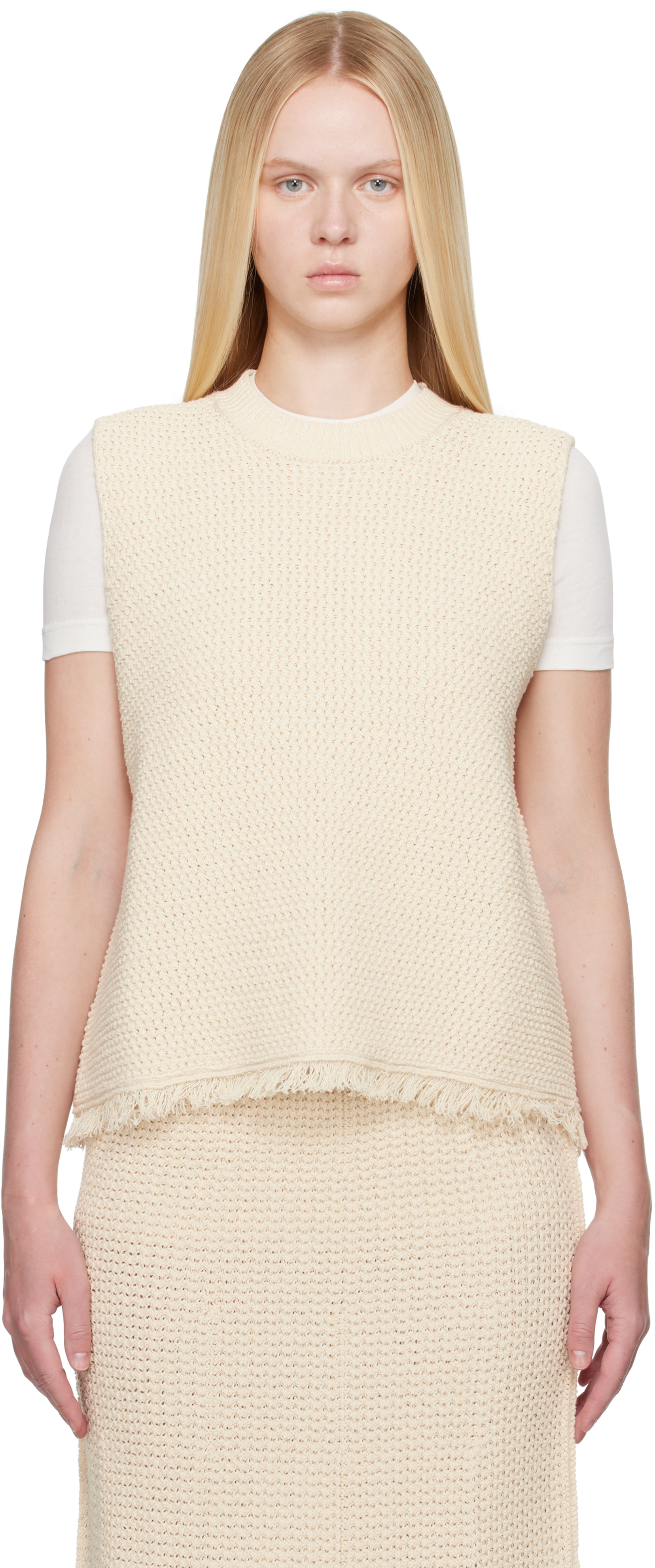 Studio Nicholson Fray Vest In Cream