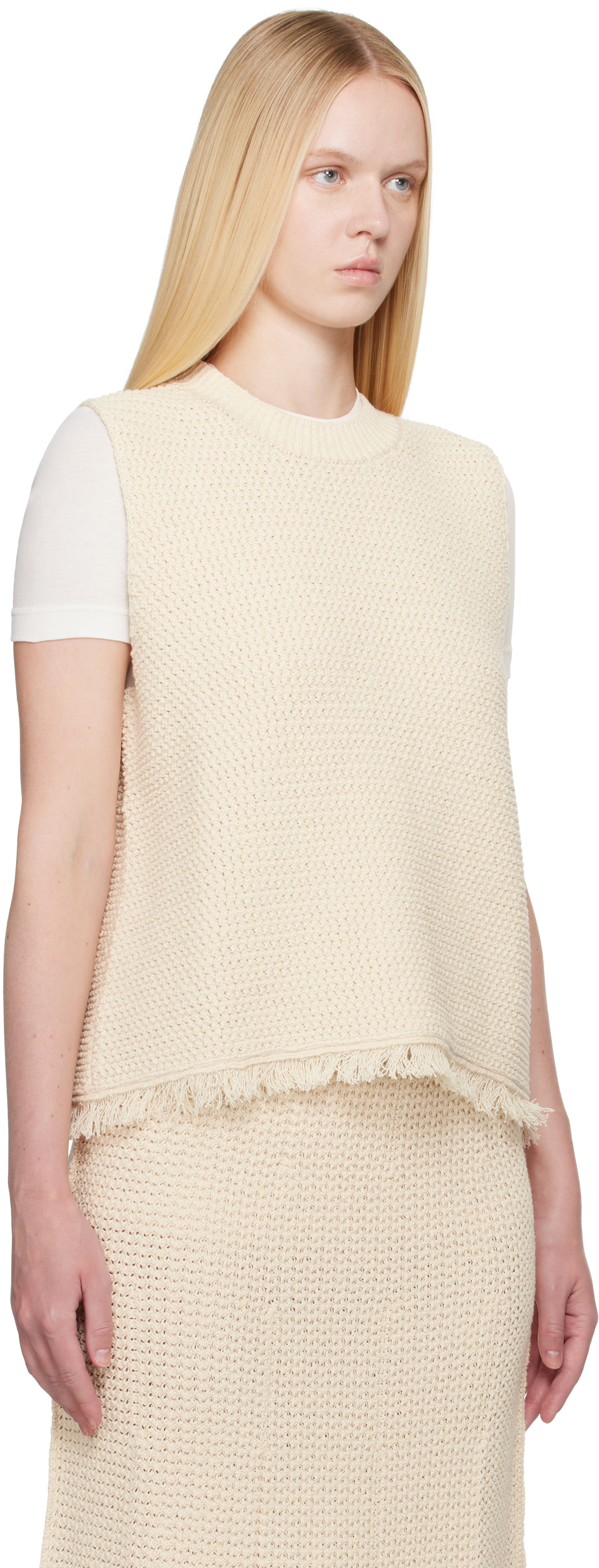 Studio Nicholson Fray Vest In Cream