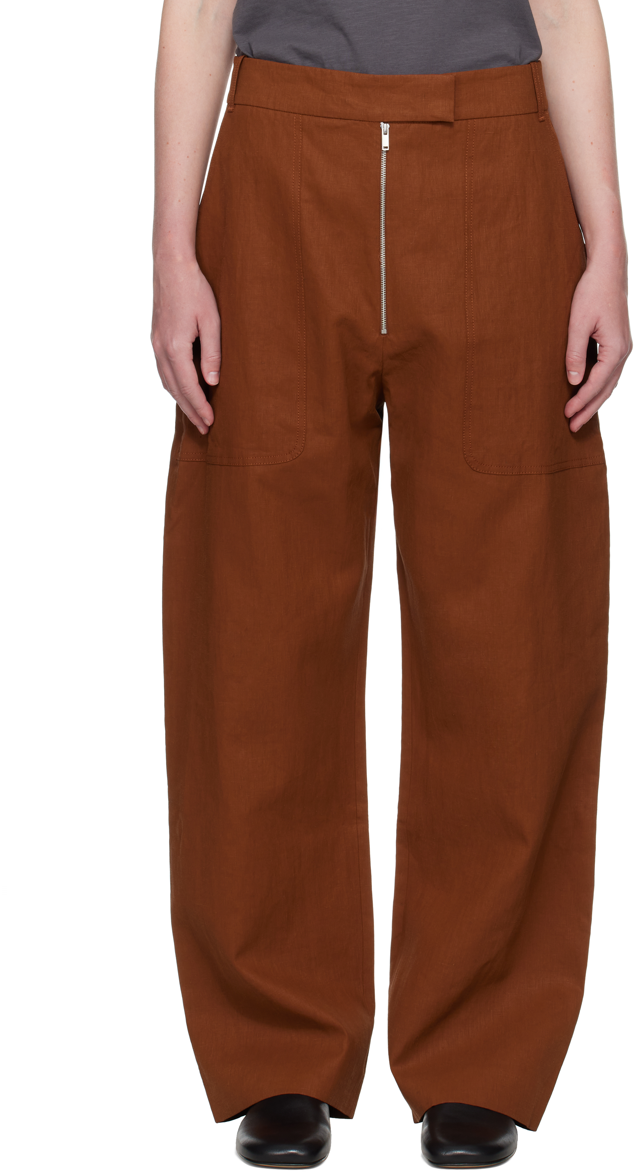 Brown Pravin Linen Trousers