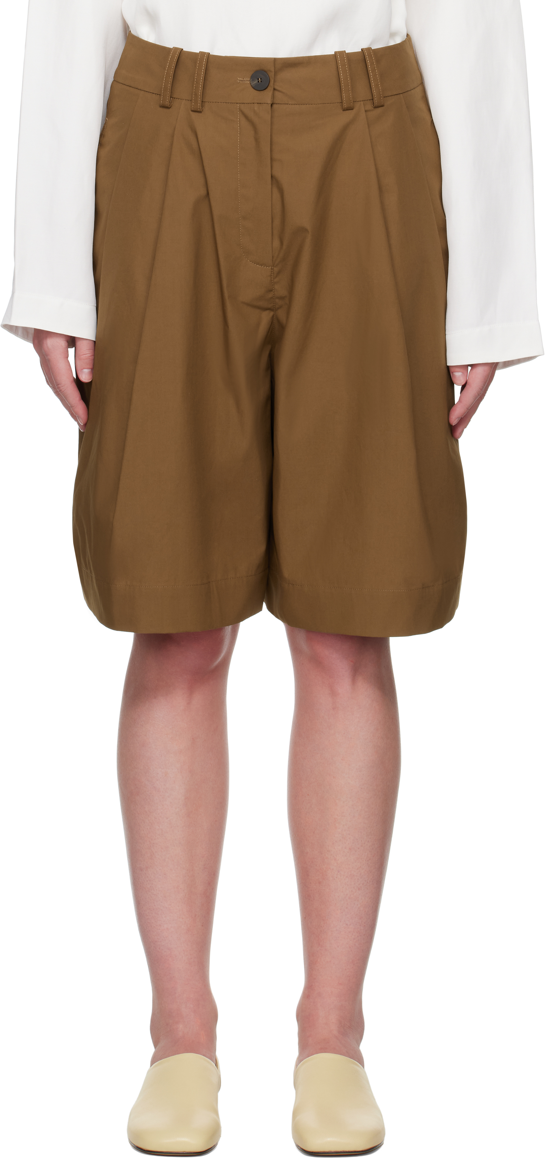 Studio Nicholson Tan Cito Shorts In Almond