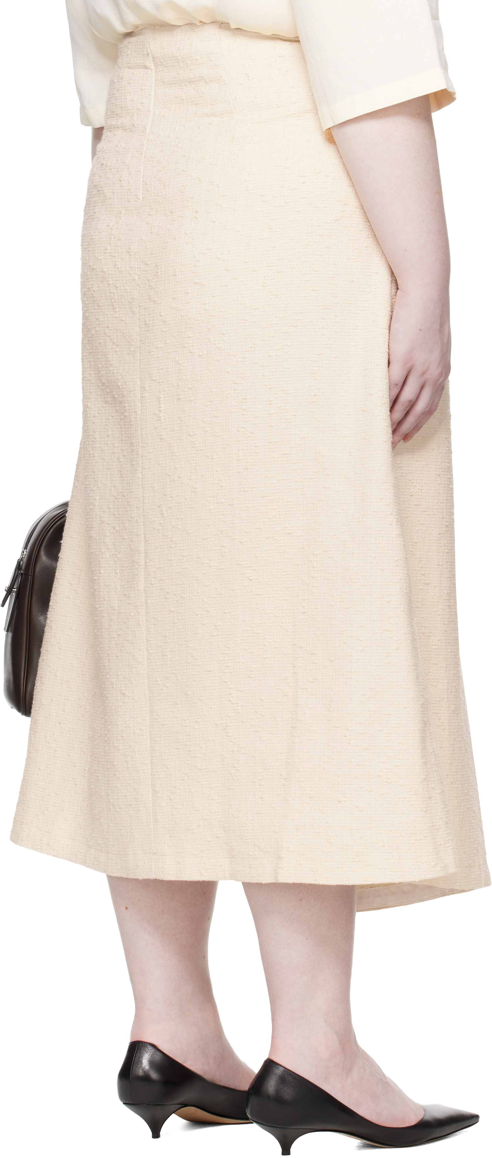 Studio Nicholson Off-white Mae Kick Front Midi Skirt In Neutral