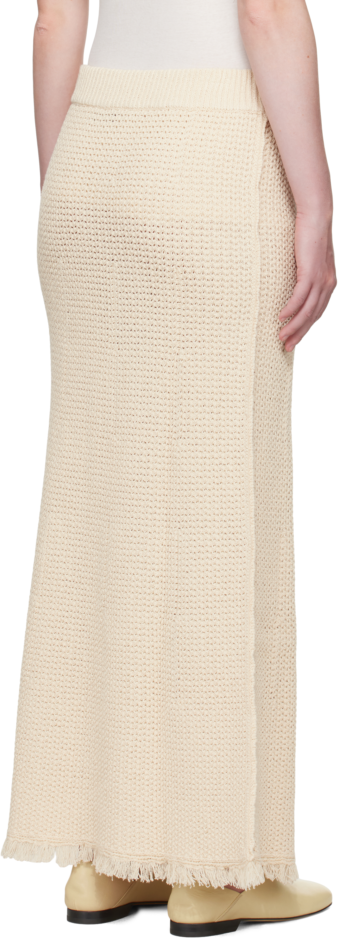 Studio Nicholson Off-white Rye Midi Skirt In Cream