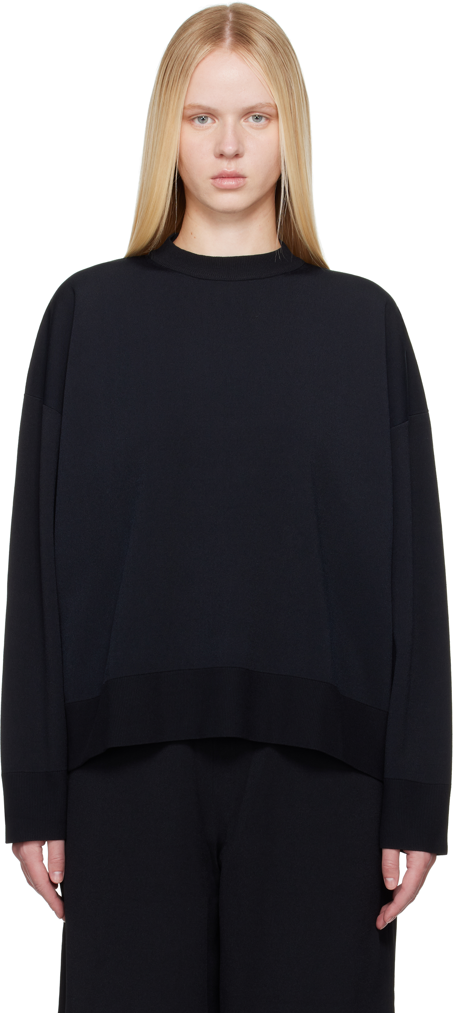 Shop Studio Nicholson Navy Idro Knit Sweater In Darkest Navy