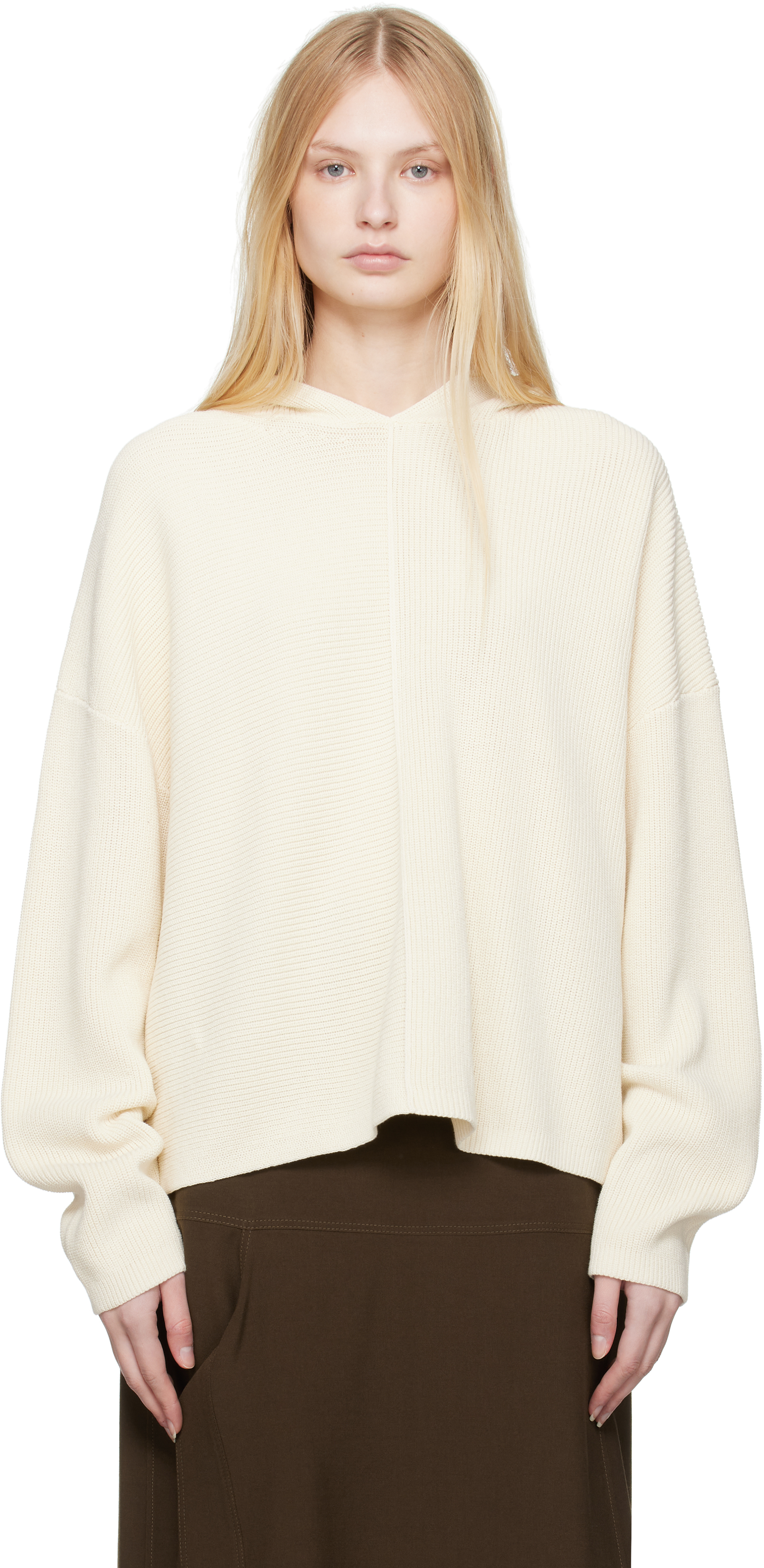 Studio Nicholson Off-white Pocono Hoodie In Parchment