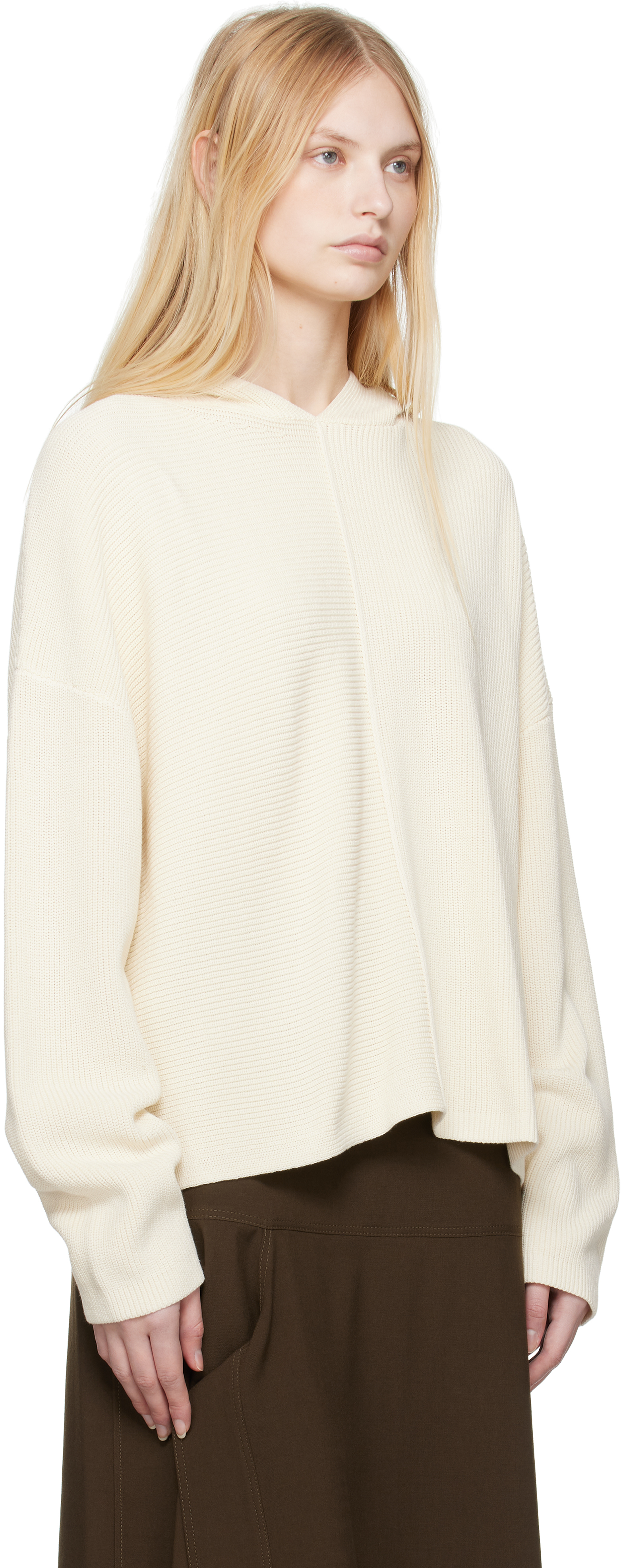 Studio Nicholson Off-white Pocono Hoodie In Parchment
