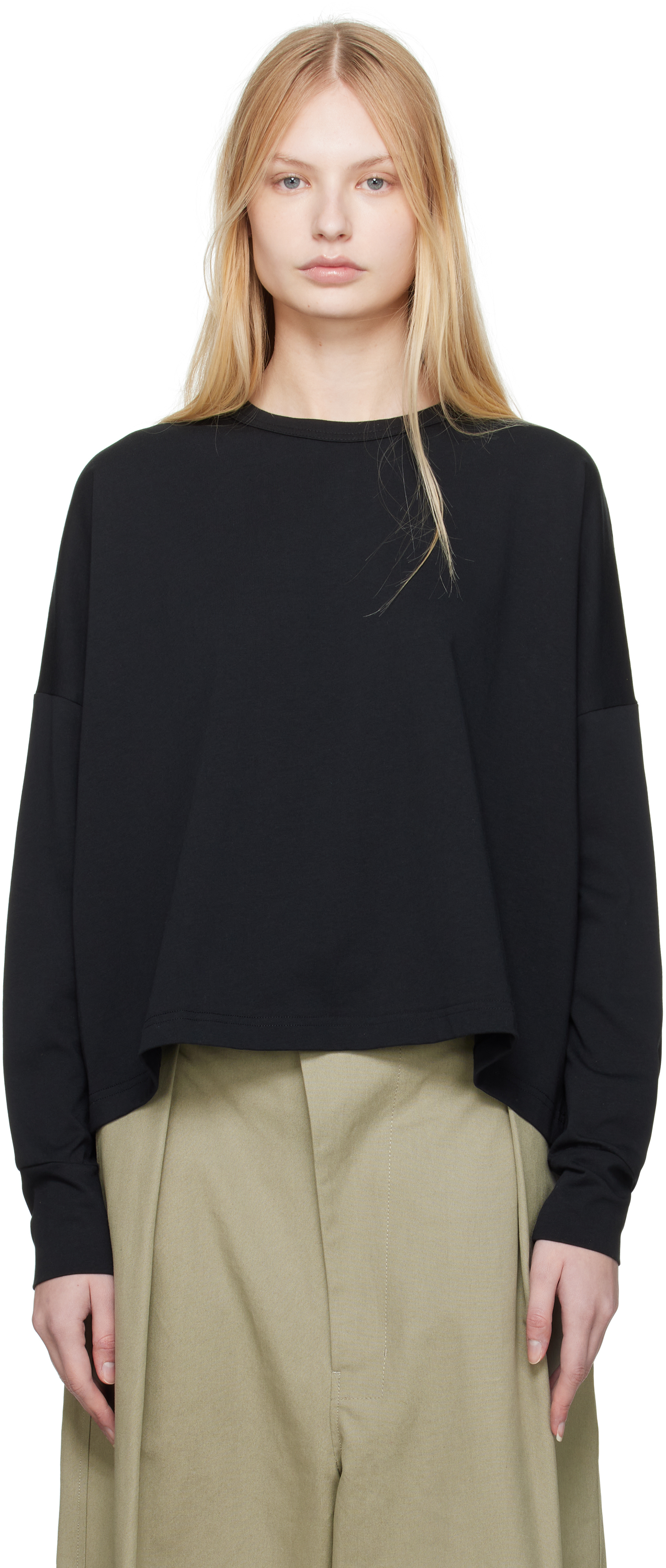 Studio Nicholson: Black Loop Long Sleeve T-shirt | SSENSE