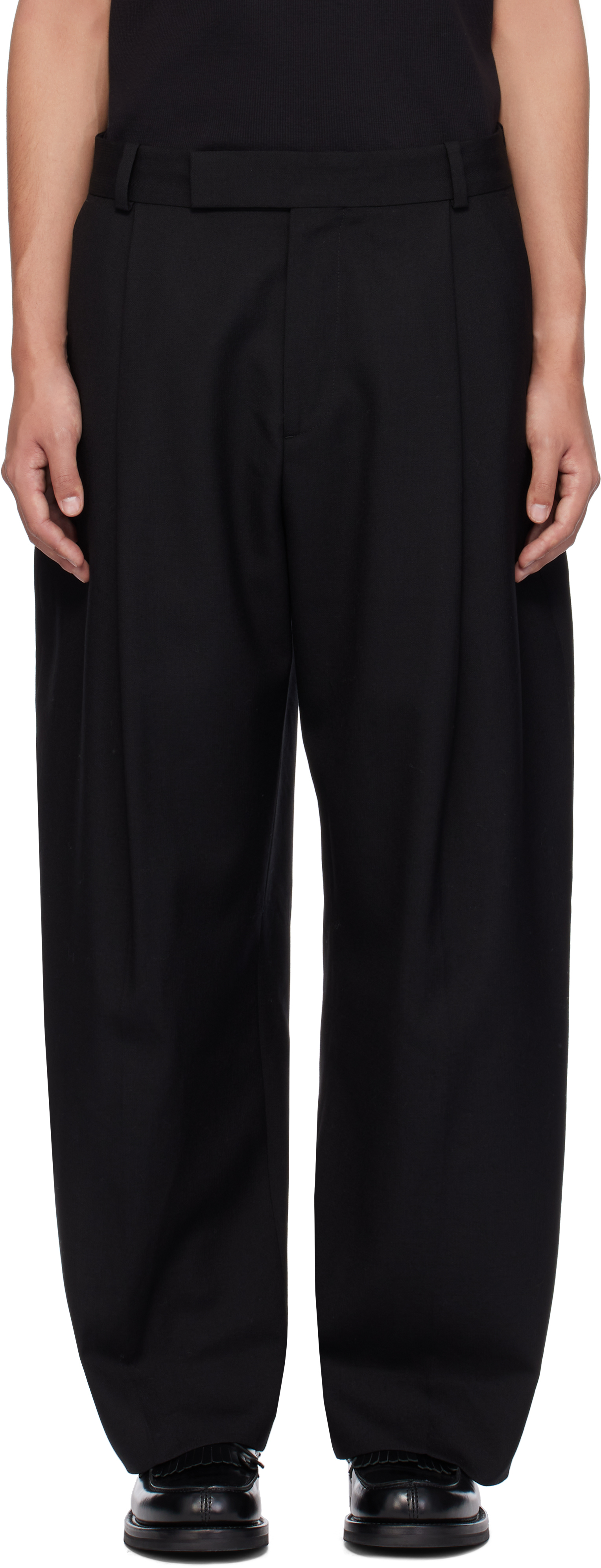 Black Pull Wool Trousers