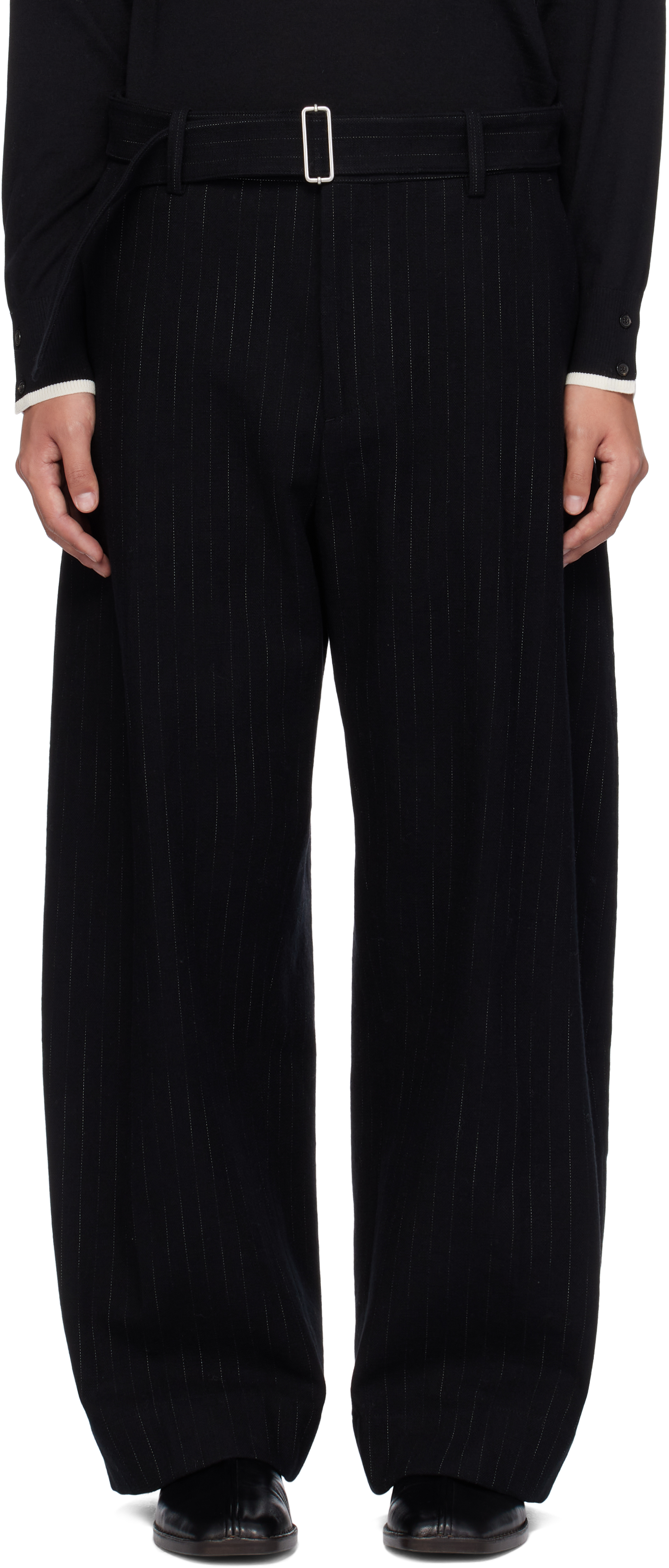 Black Vital Stripe Trousers