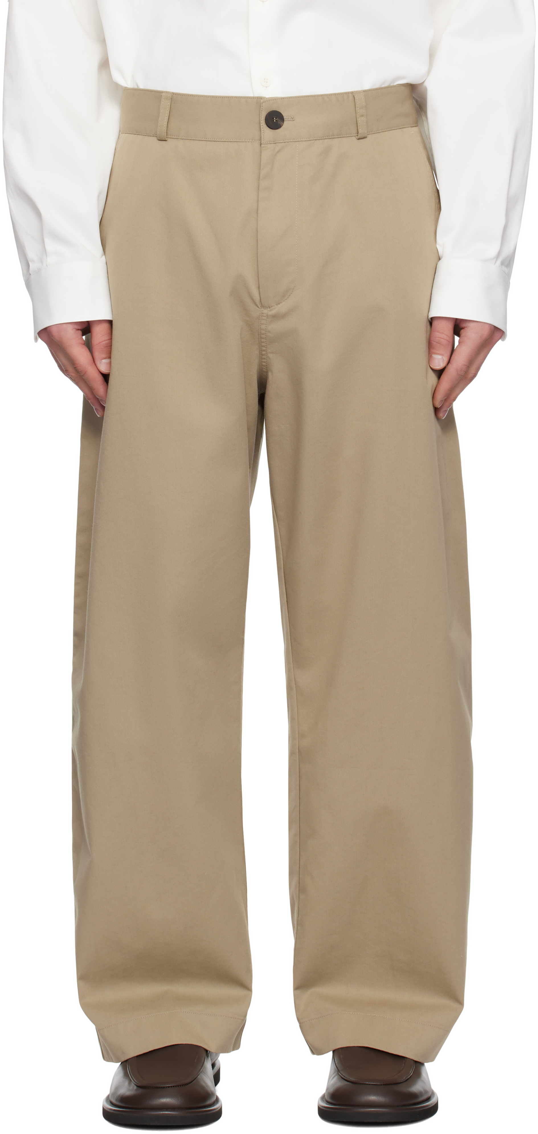 パンツ STUDIO NICHOLSON BEIGE PANTS 00 Beige Bosworth Twill Trousers by Studio Nicholson on Sale