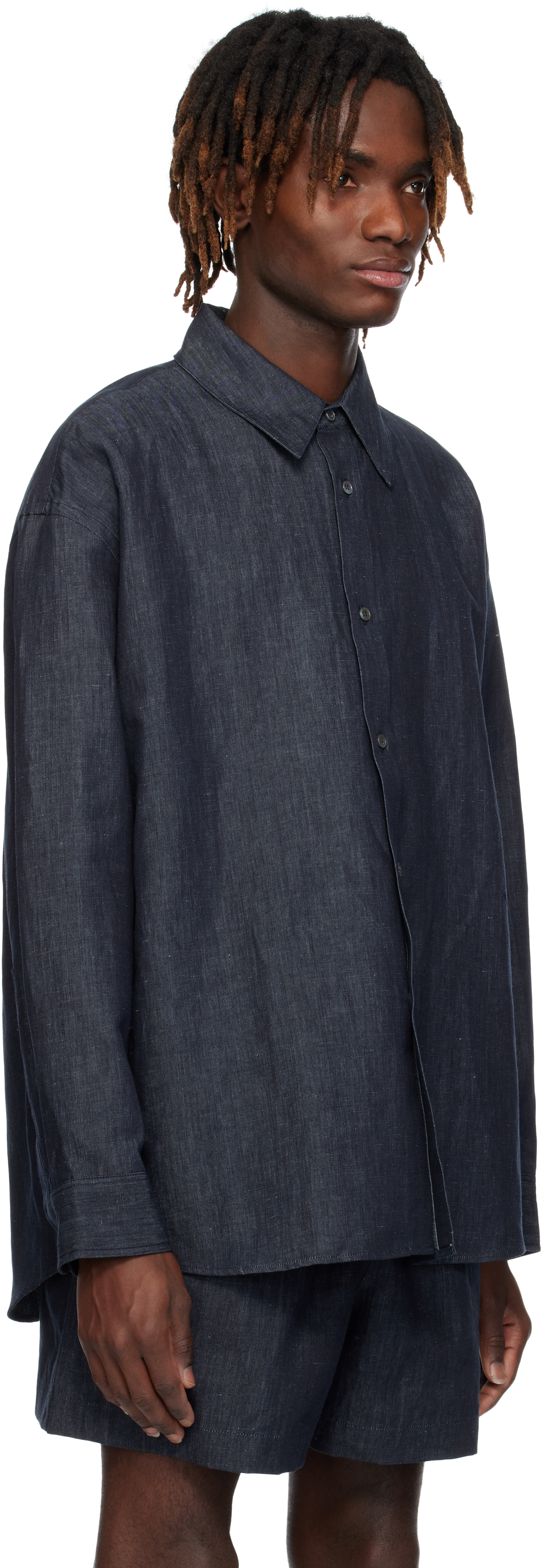 Studio Nicholson Blue Oli Shirt In Indigo