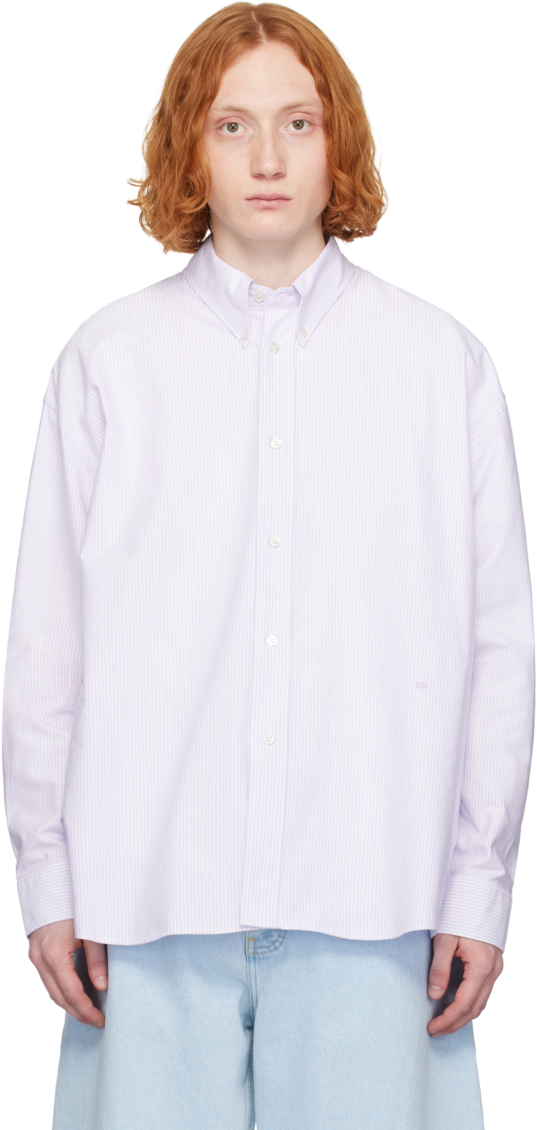 Purple 
White Ruskin Shirt